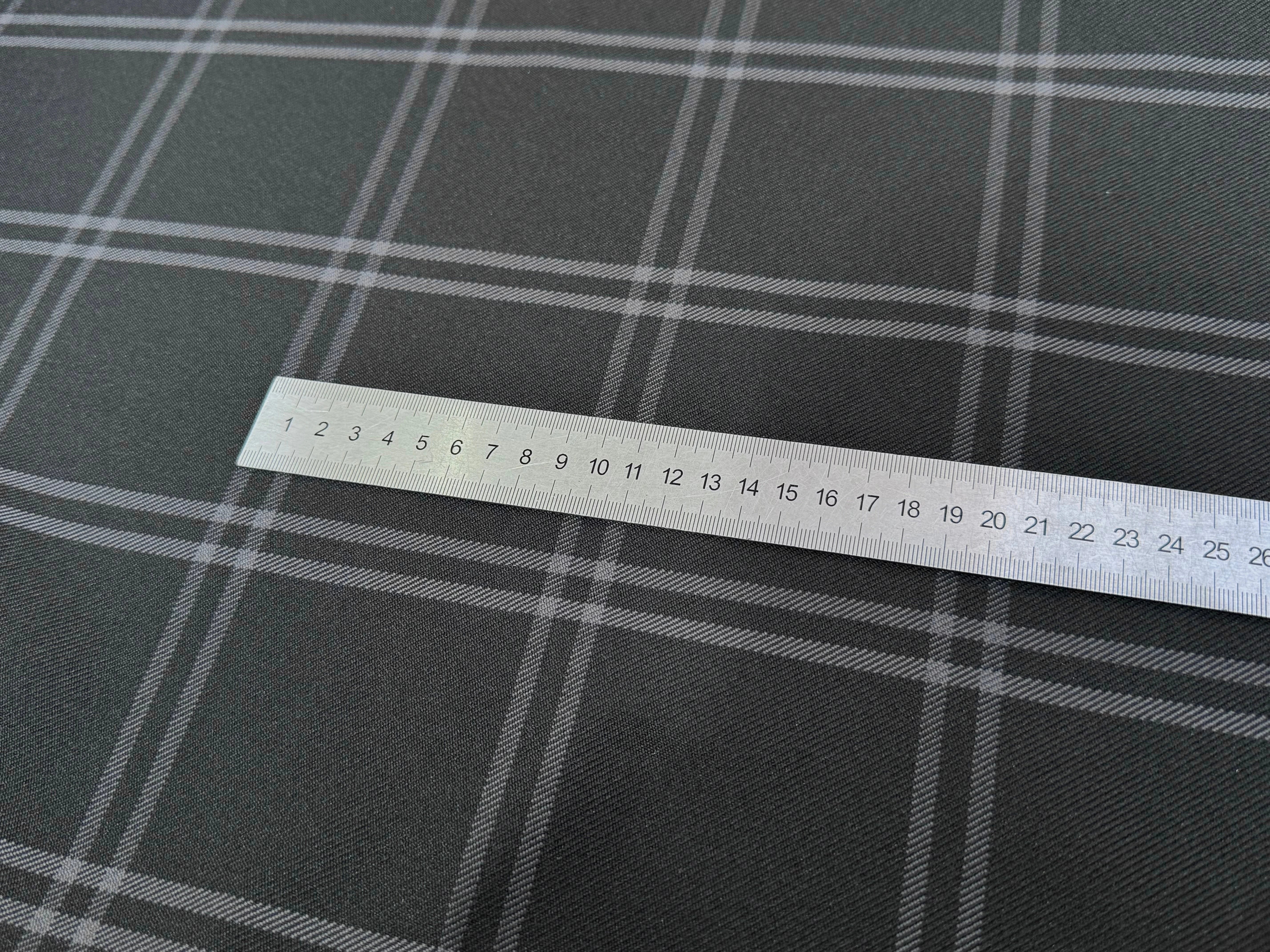 GABARDINE SERGÉE LOURDE NOIRE À CARREAUX RAYURES GRISE - My Little Coupon