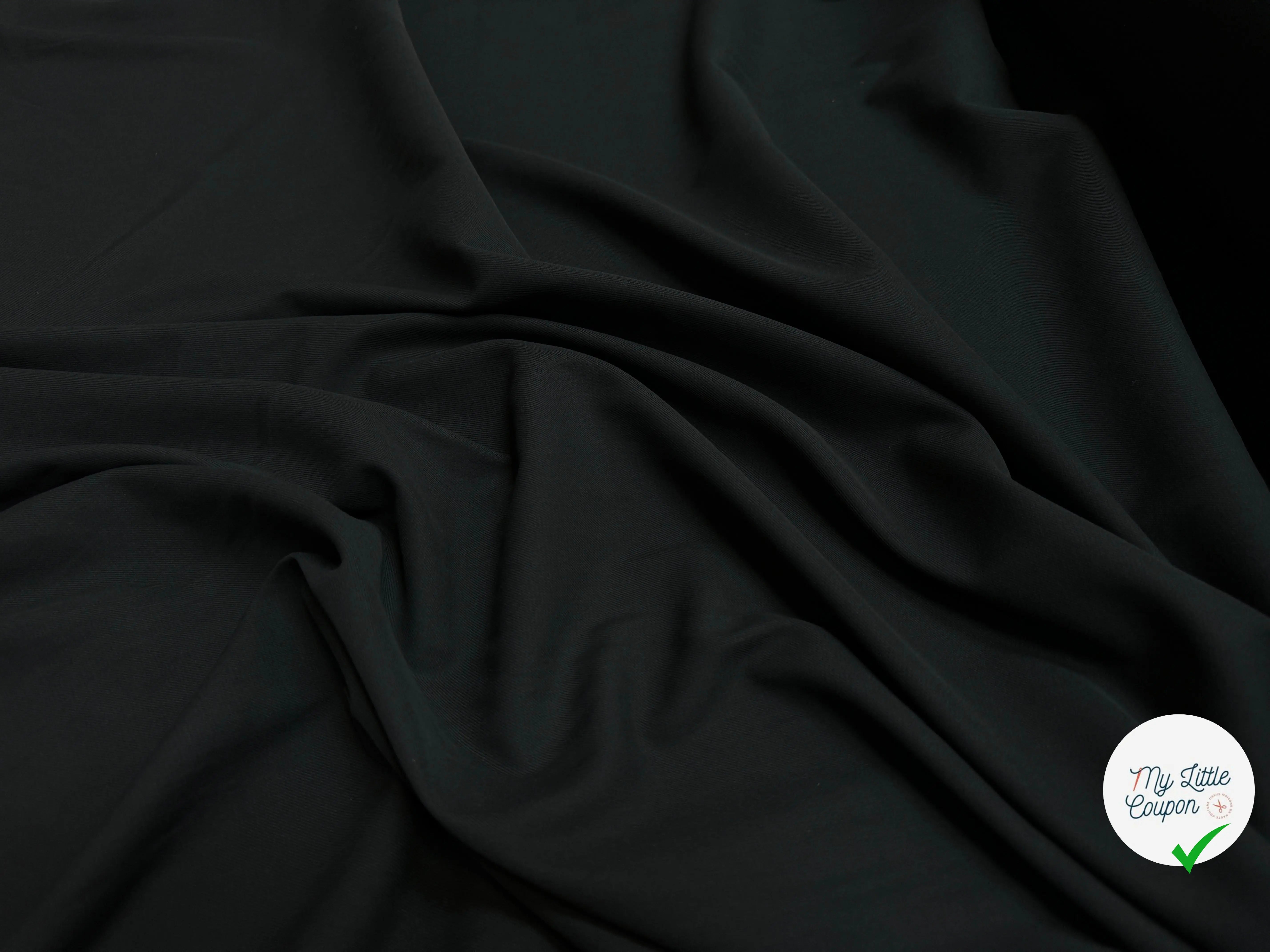 GABARDINE SOUPLE BELLE TENUE 100% COTON NOIR PROFOND - My Little Coupon