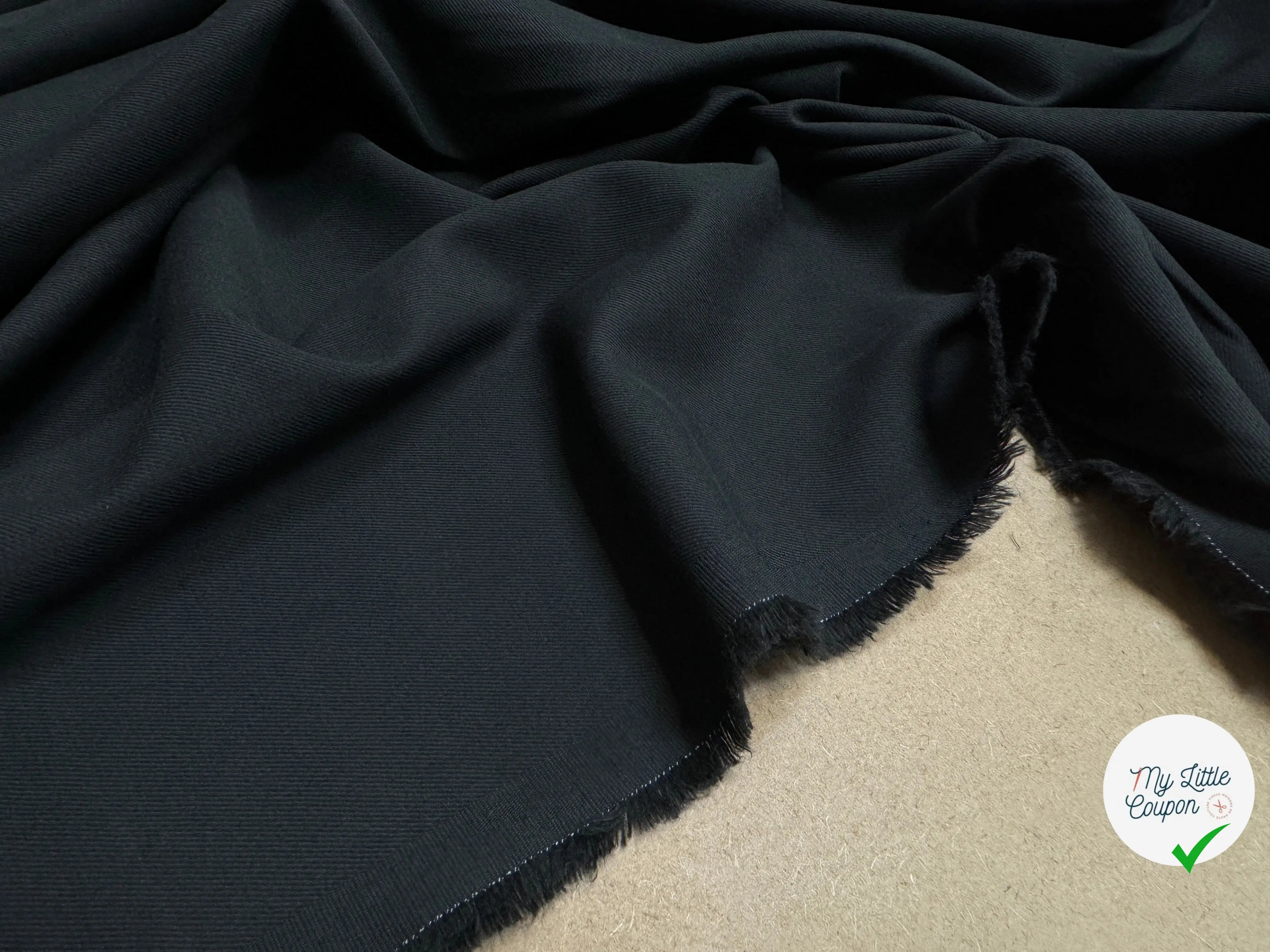 GABARDINE SOUPLE BELLE TENUE 100% COTON NOIR PROFOND - My Little Coupon