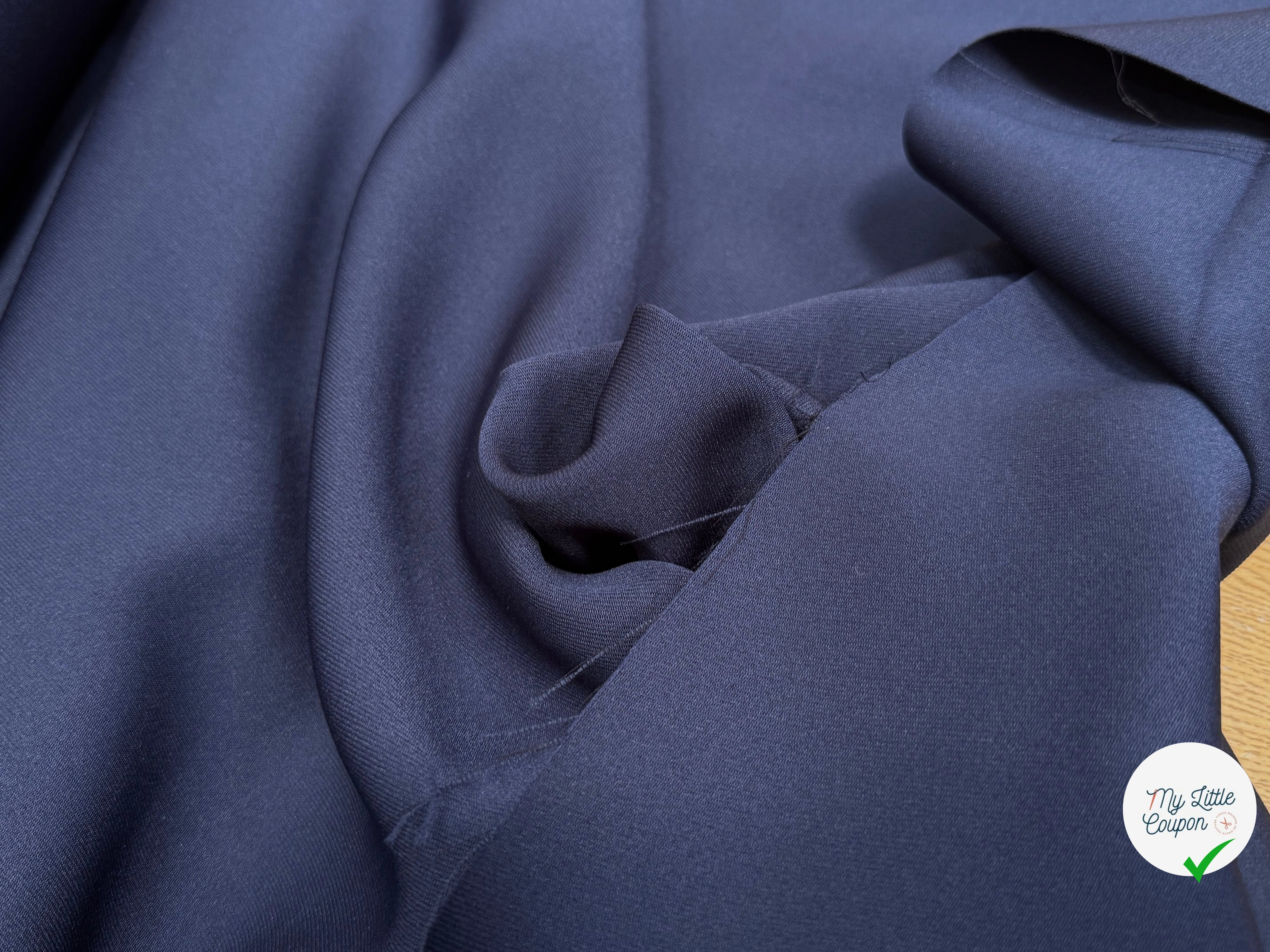 GABARDINE SOUPLE SERGÉE STRETCH BEAU TOMBÉ BLEU NUIT JAPAN - My Little Coupon