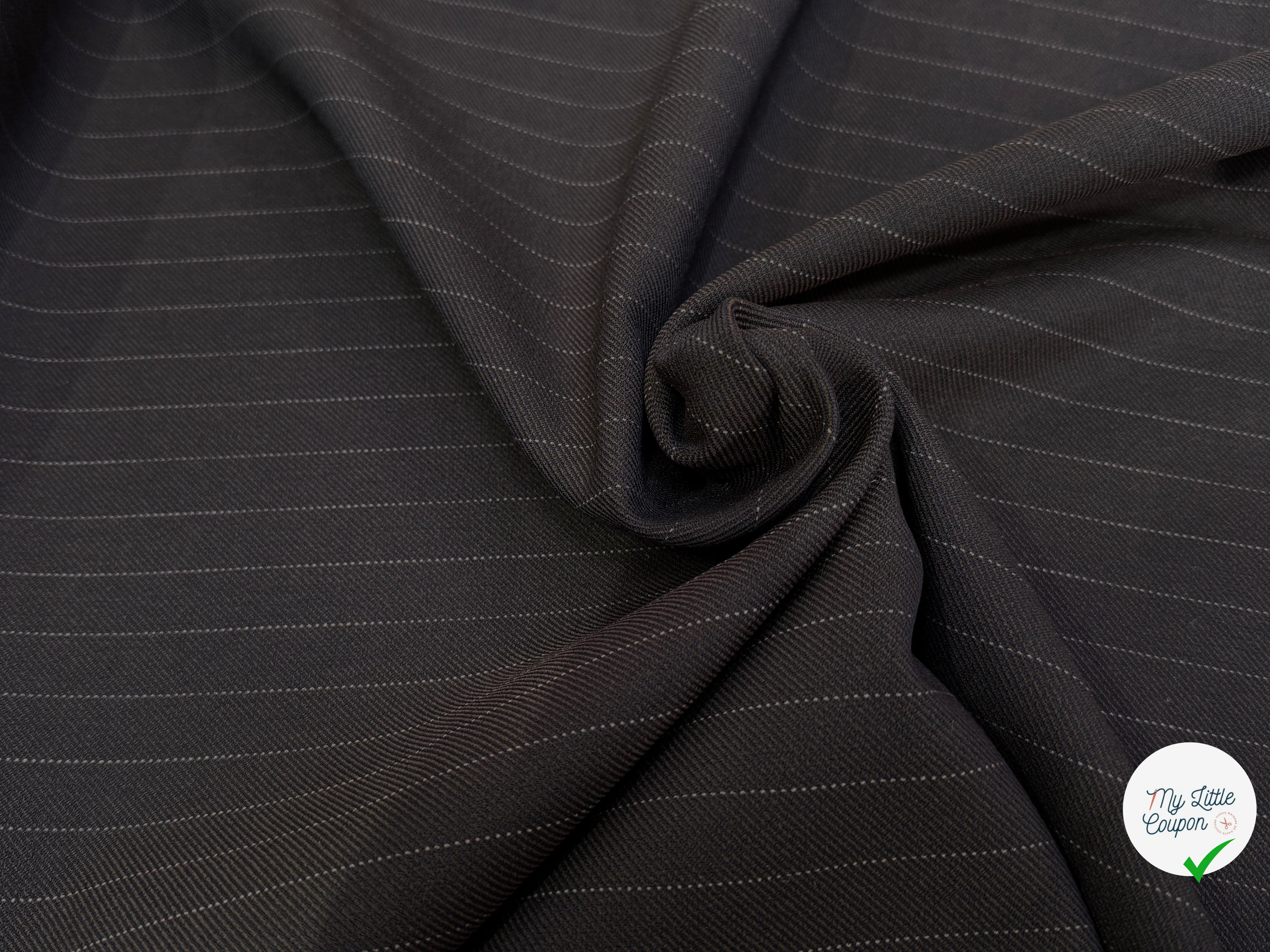 GABARDINE SRETCH POYCOTON MARRON CHICS RAYURES VERTICALES - My Little Coupon