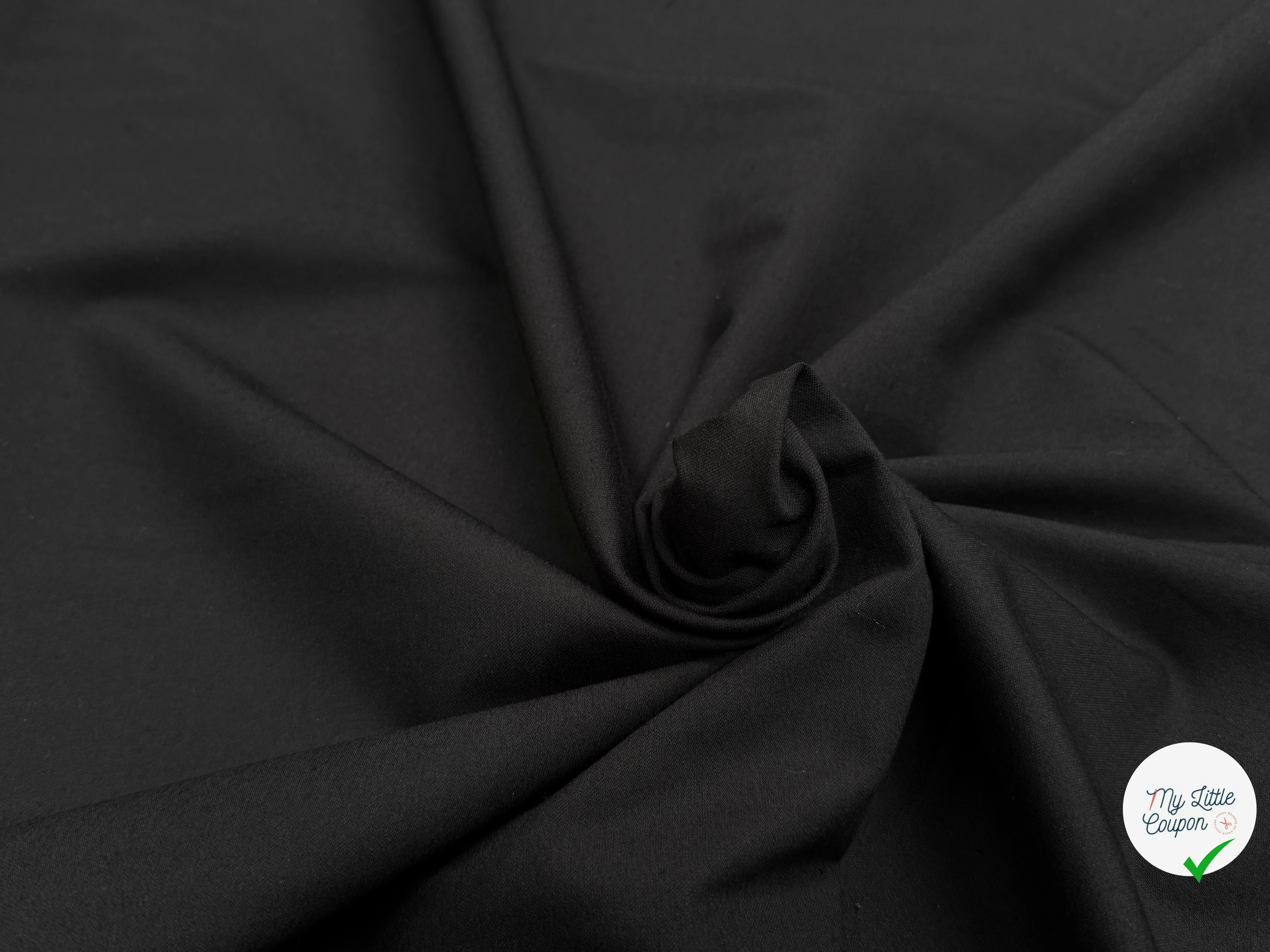 GABARDINE STRETCH POLYVISCOSE UNI GRATTÉE NOIR - My Little Coupon