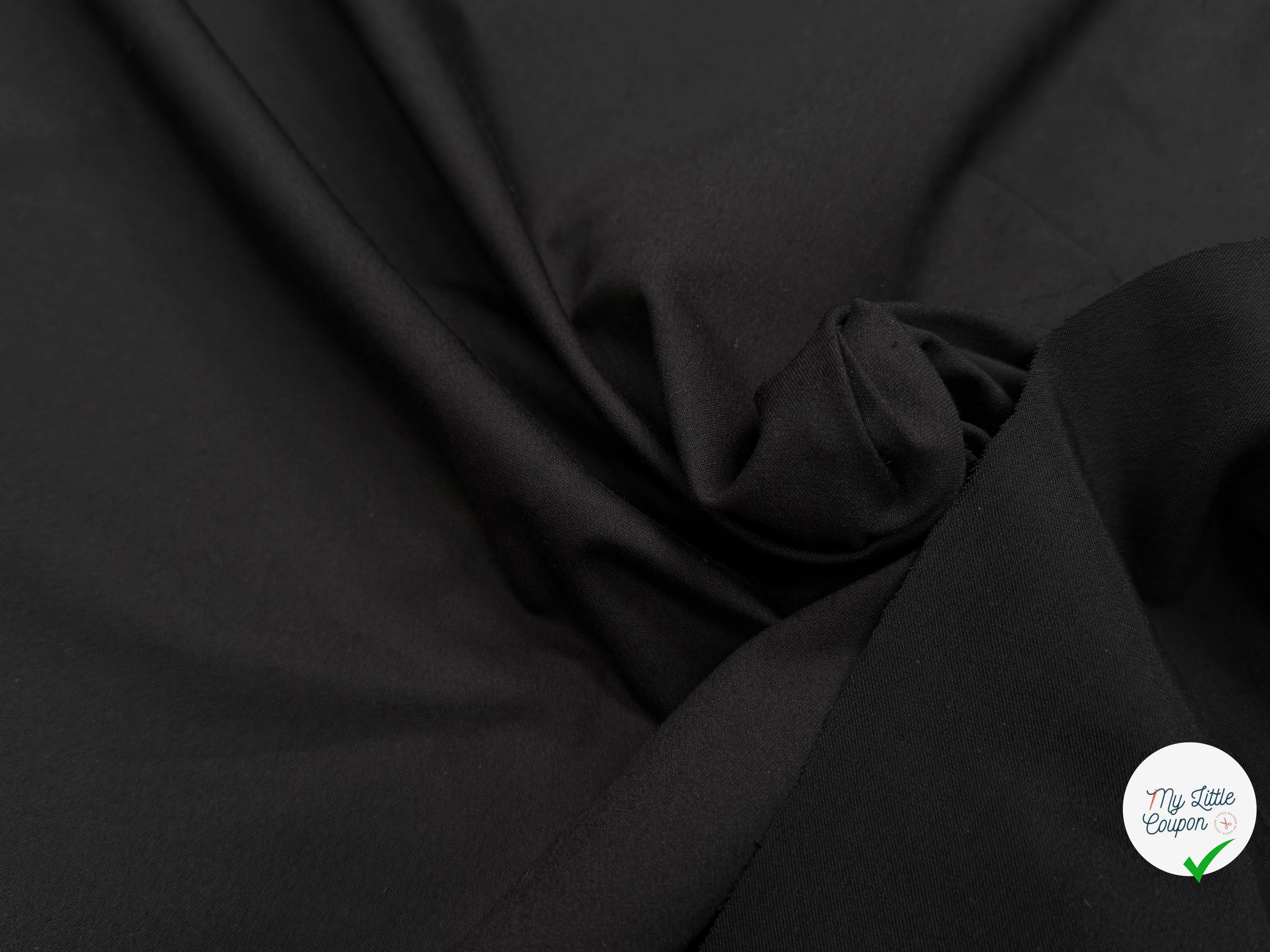GABARDINE STRETCH POLYVISCOSE UNI GRATTÉE NOIR - My Little Coupon