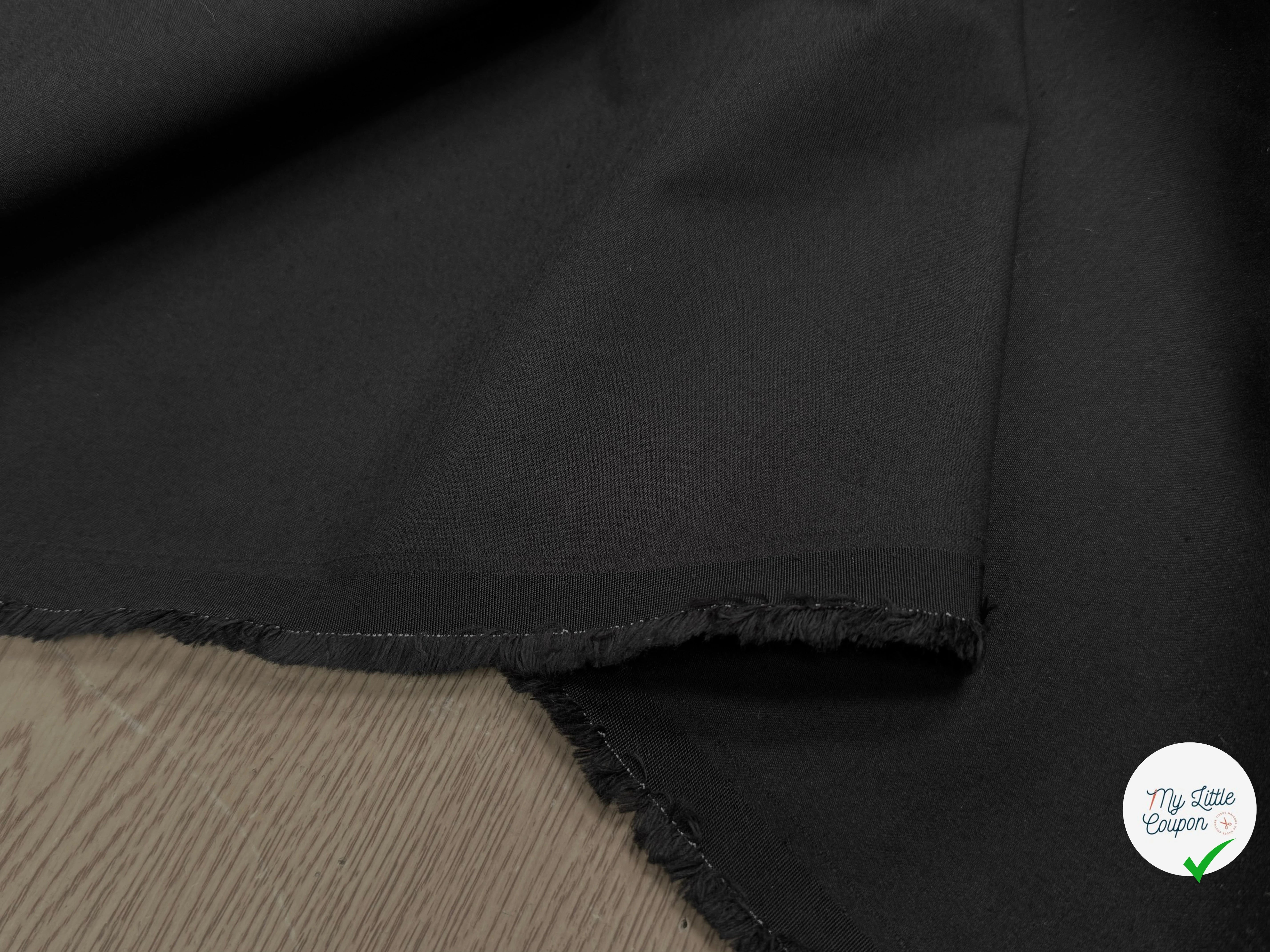 GABARDINE STRETCH POLYVISCOSE UNI GRATTÉE NOIR - My Little Coupon