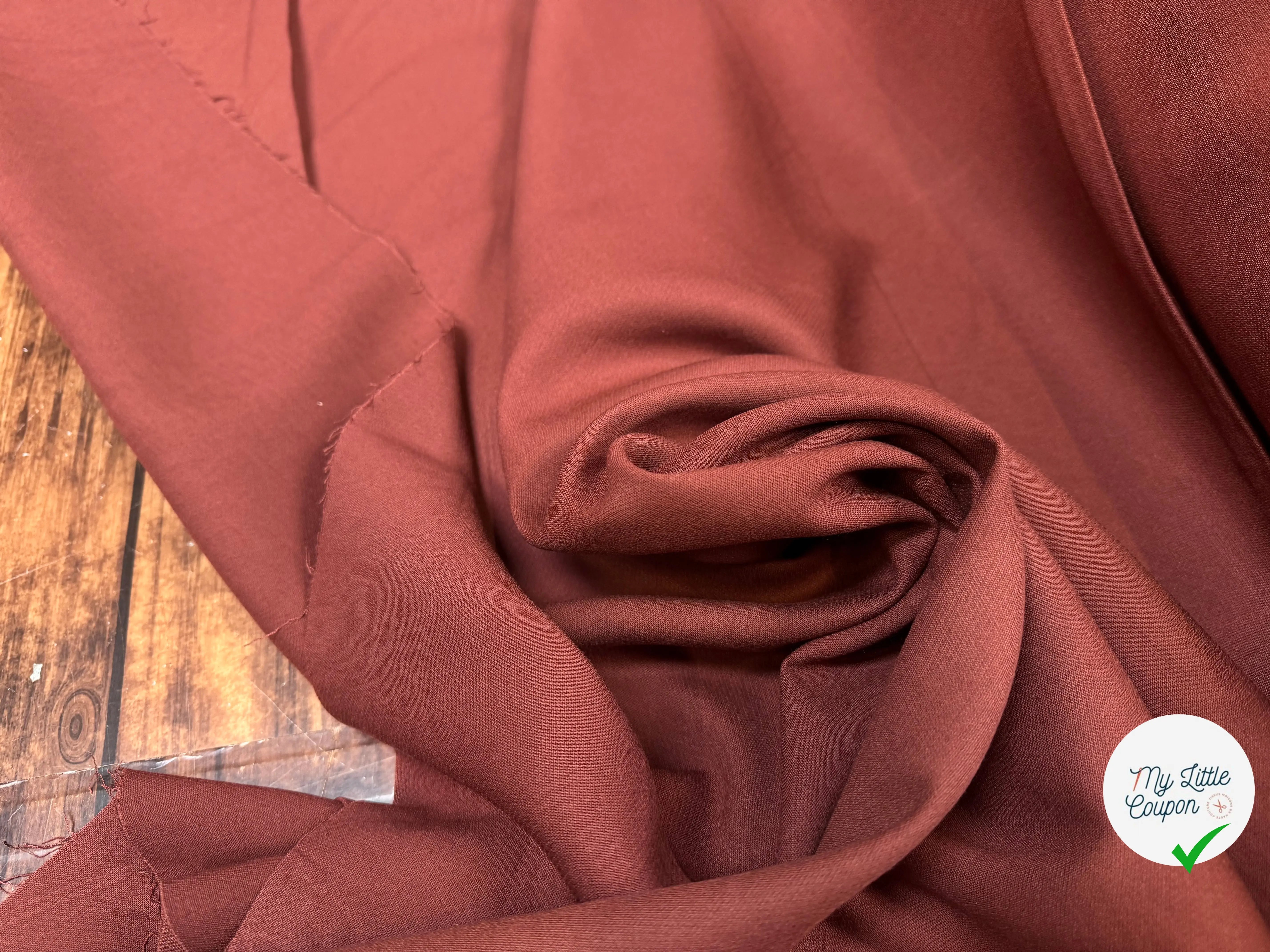 GABARDINE STRETCH VISCOSE LAINE VIERGE CHÂTAIGNE - My Little Coupon
