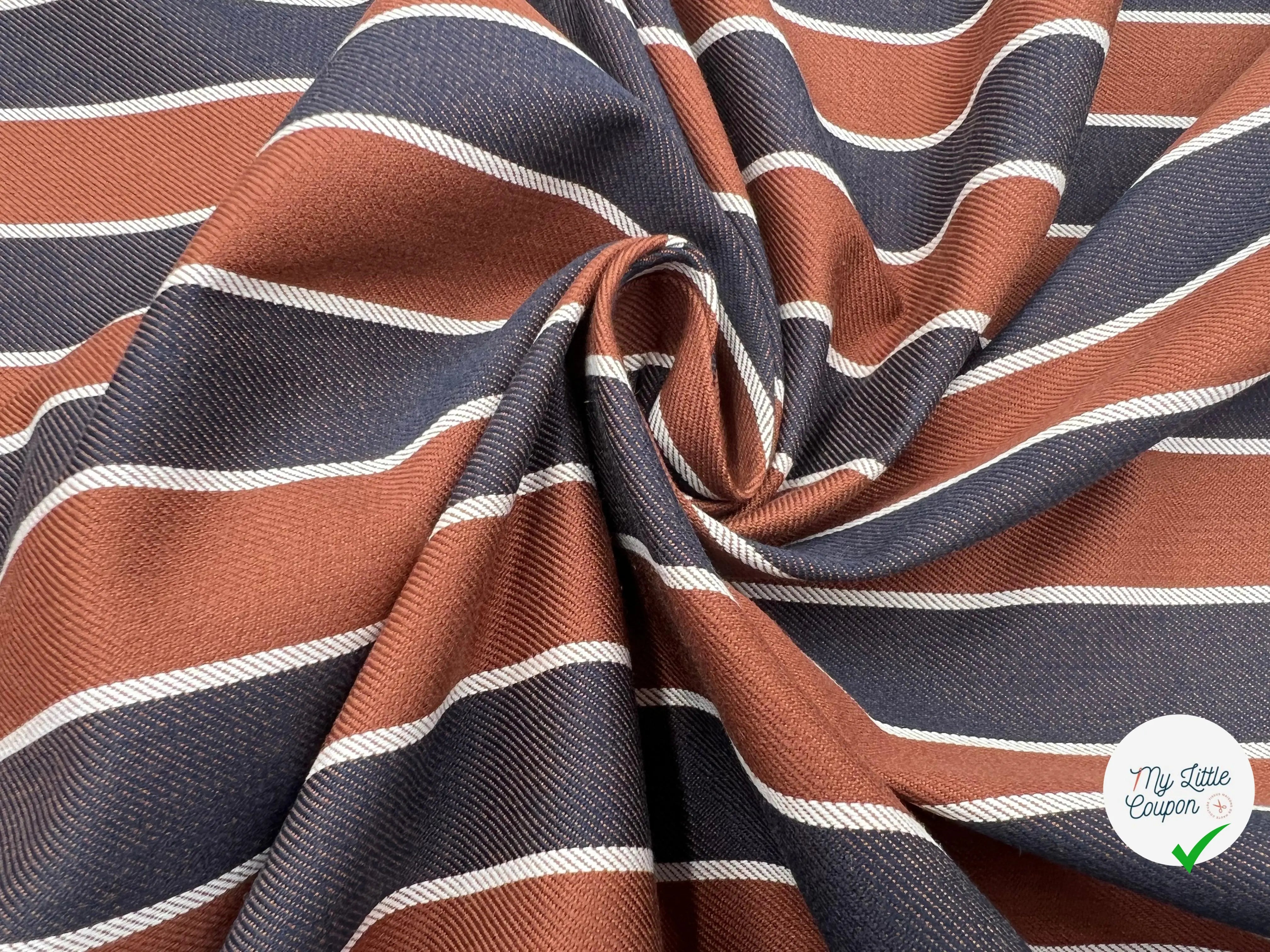 GABARDINE TISSÉ RAYURES CHARLESTON DANDY - My Little Coupon - tissu - coudre