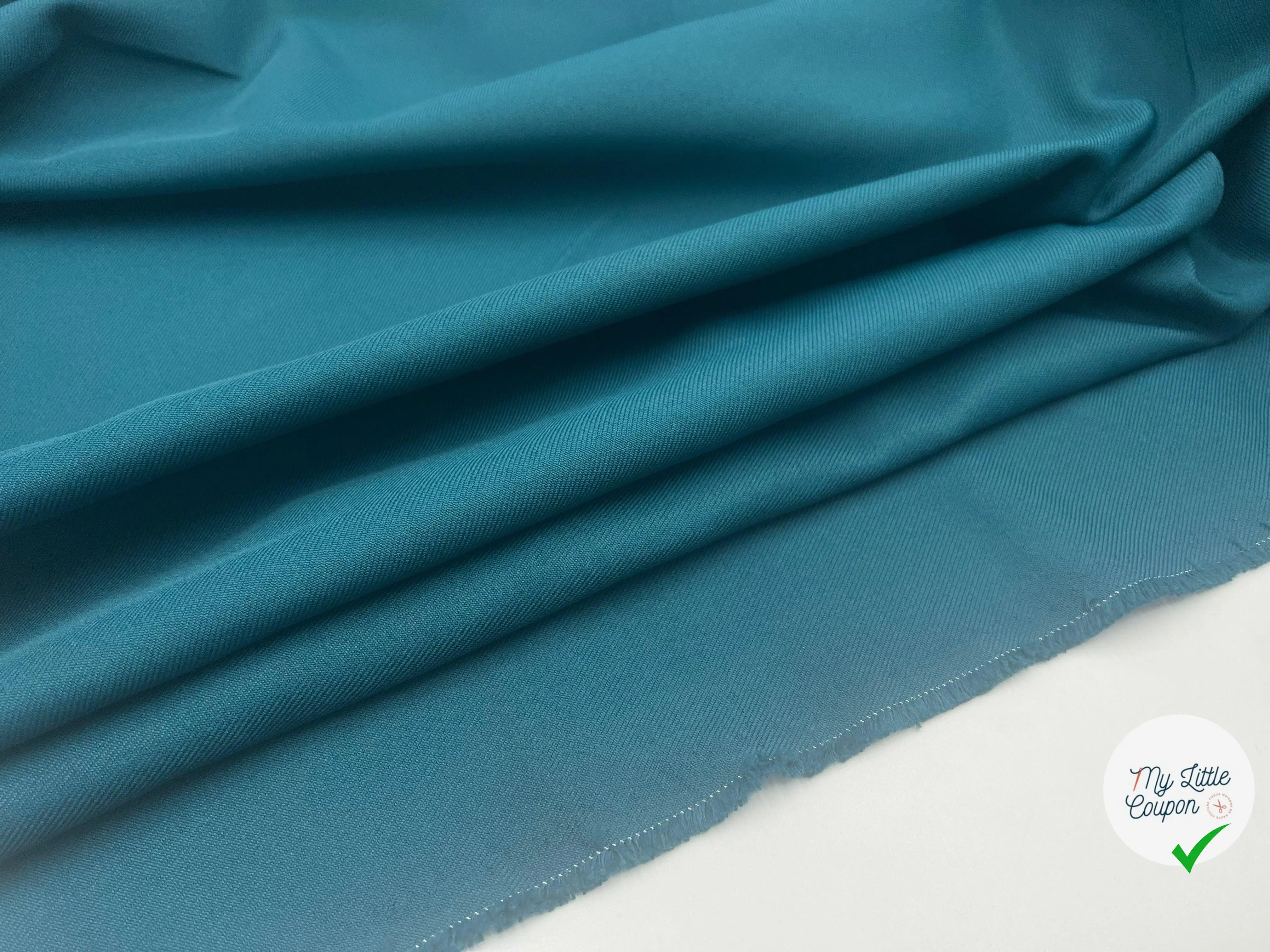 GABARDINE TWILL PRESTIGE COUTURE BLEU CANARD - My Little Coupon - tissu - coudre