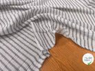 GAZE DE COTON JAPAN RAYURES GRIS BLEU FOND BLANC - My Little Coupon