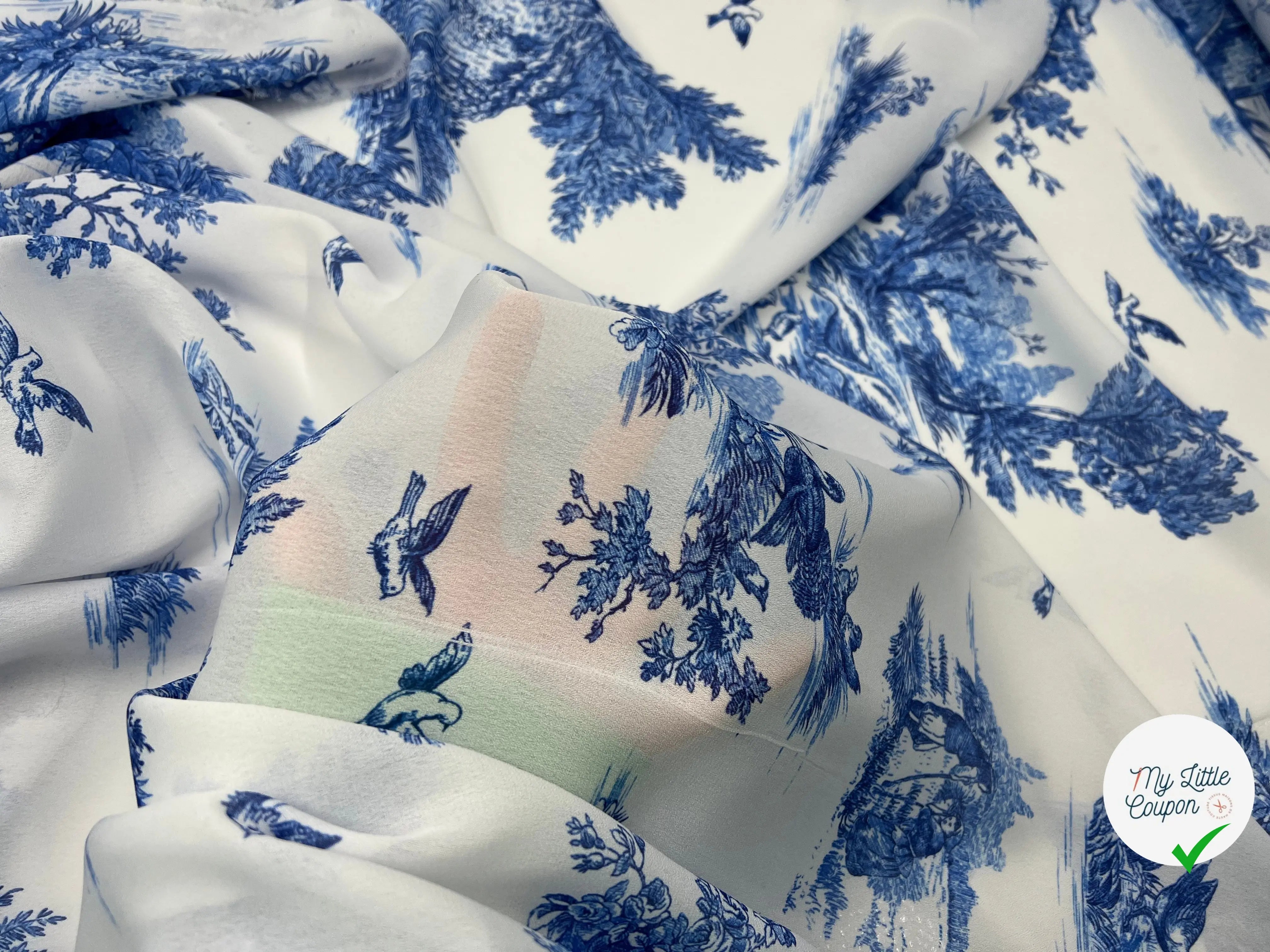 GEORGETTE TOILE DE JOUY INDIGO - My Little Coupon - tissu - coudre