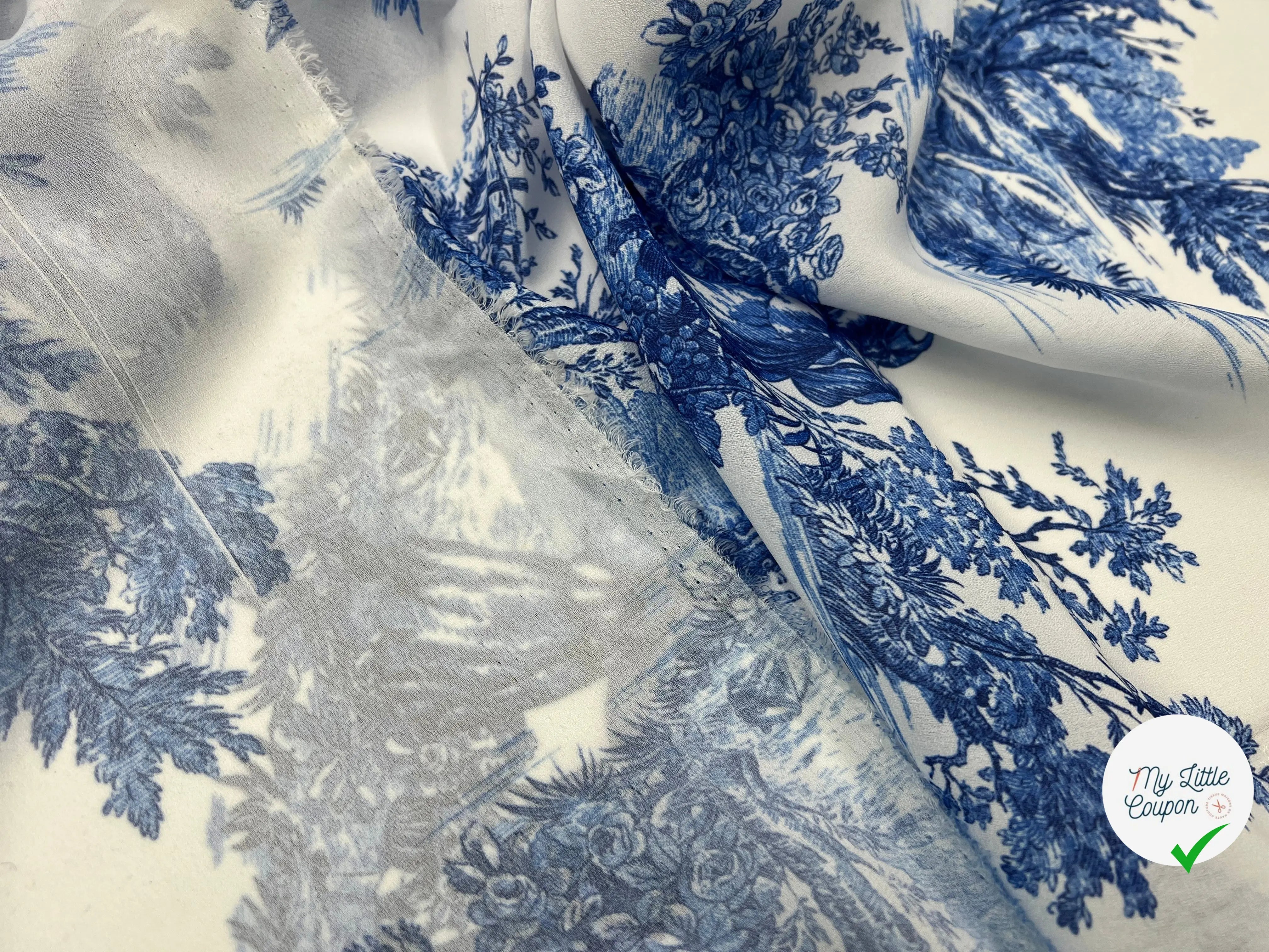 GEORGETTE TOILE DE JOUY INDIGO - My Little Coupon - tissu - coudre