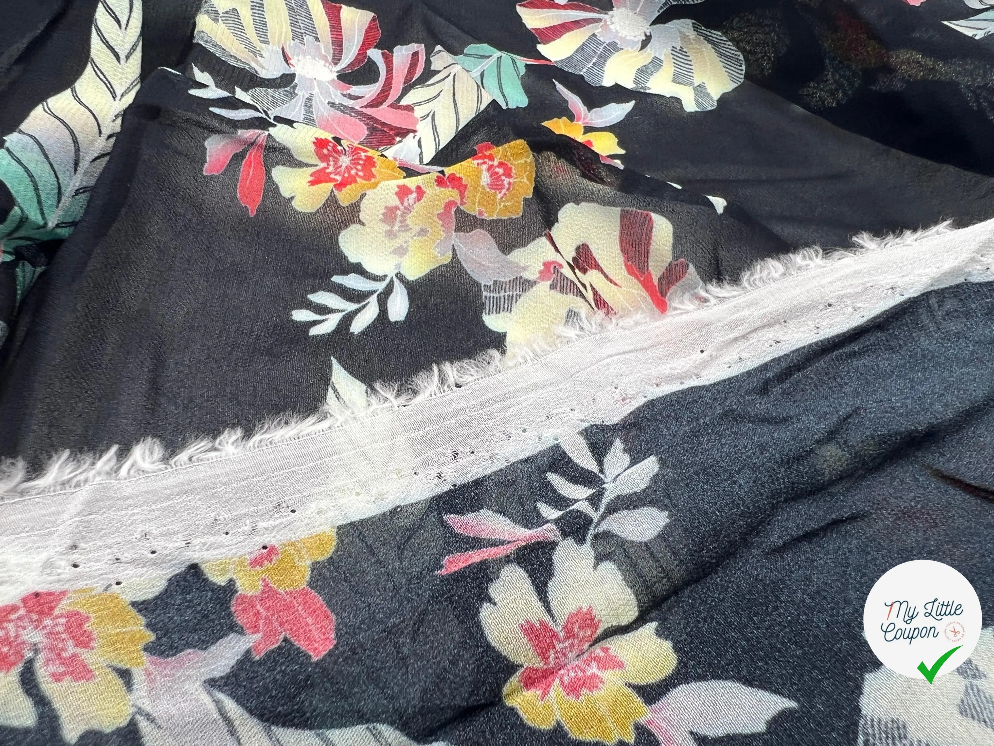 GEORGETTE VISCOSE IMPRIMÉ BLACK GARDEN - My Little Coupon - tissu - coudre