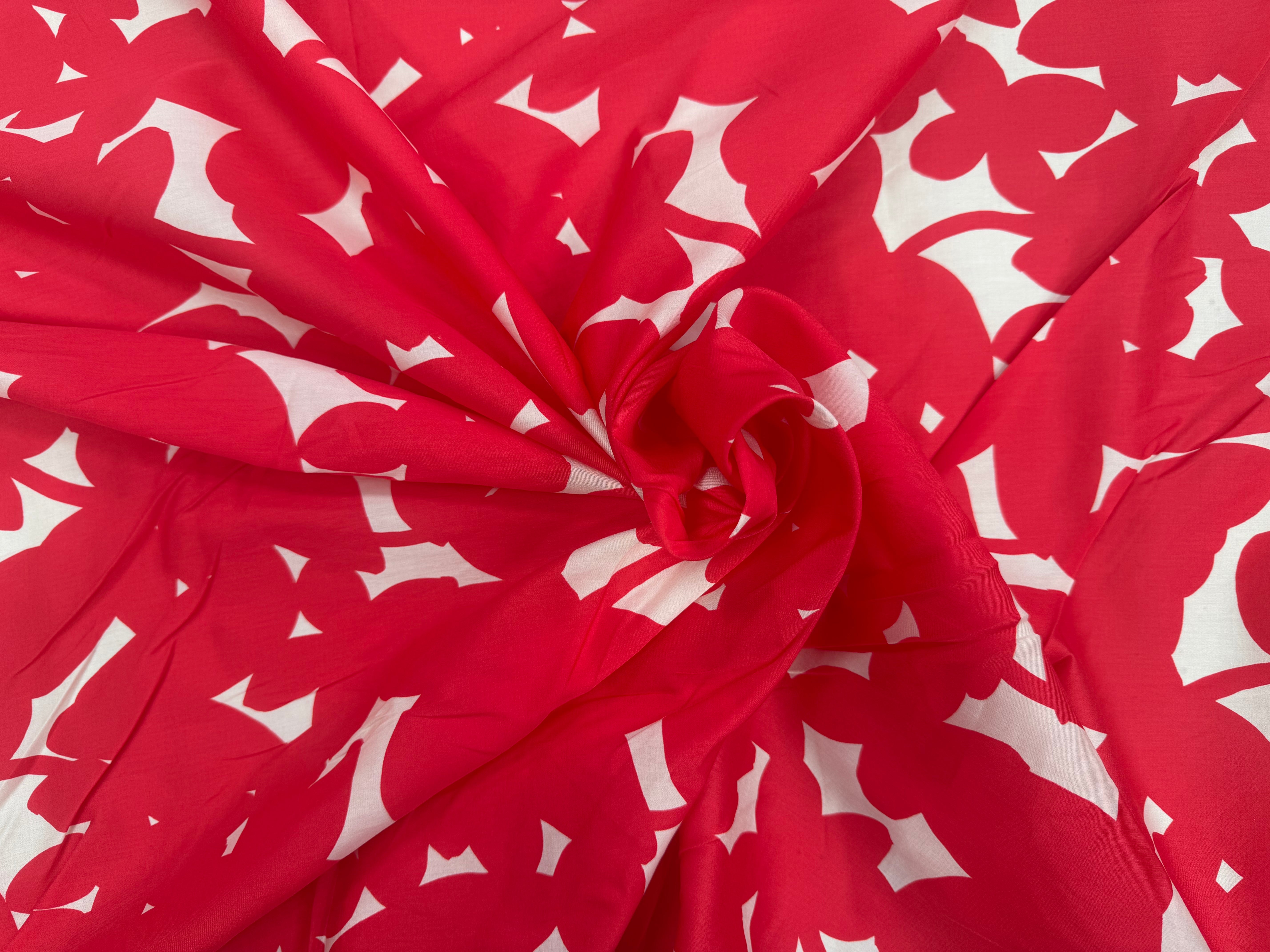 Tissu coton graphique à motif d'ombres rouge