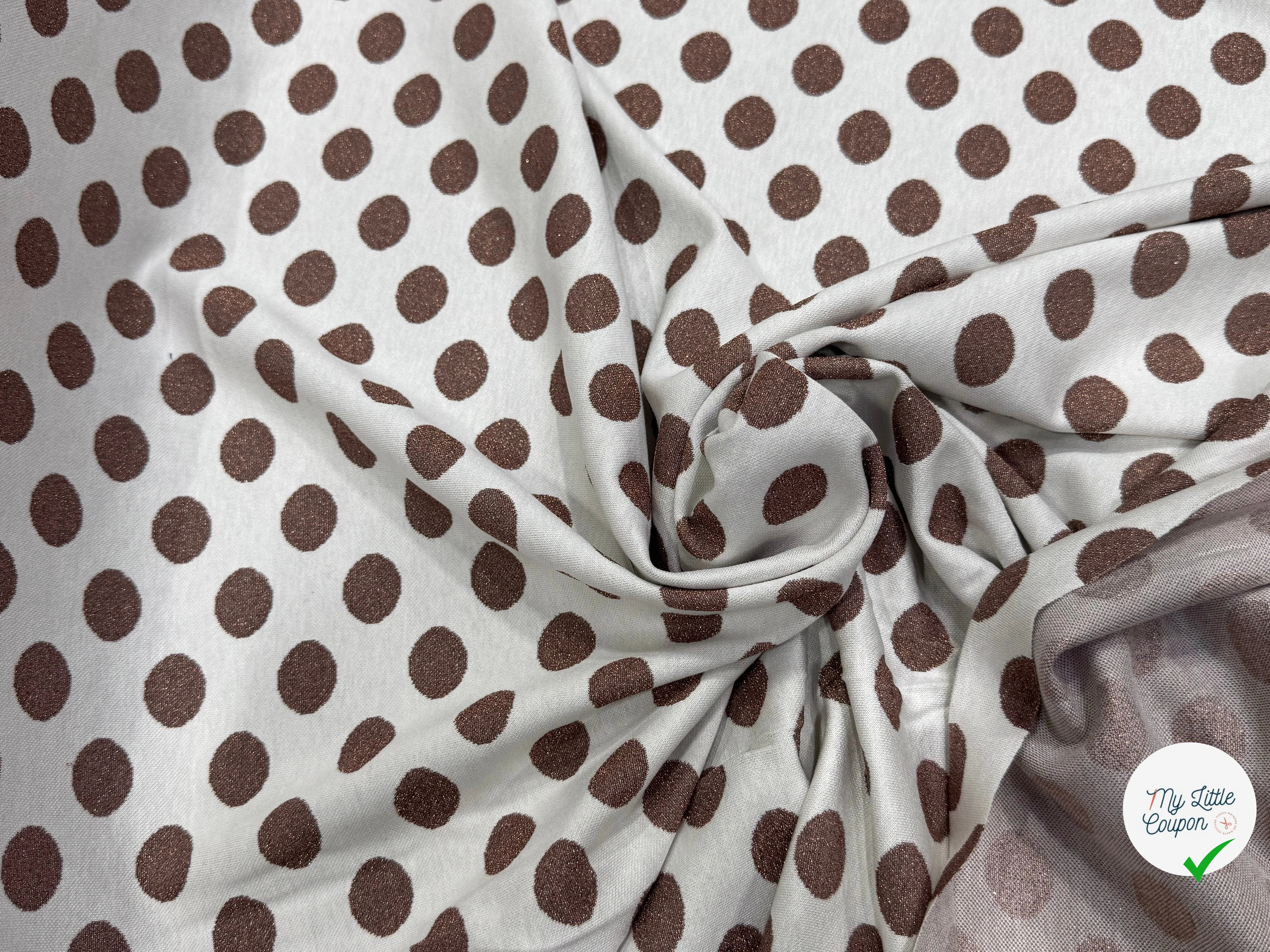 JACQUARD À GROS POIS ET FIL LUREX VIEUX ROSE - My Little Coupon