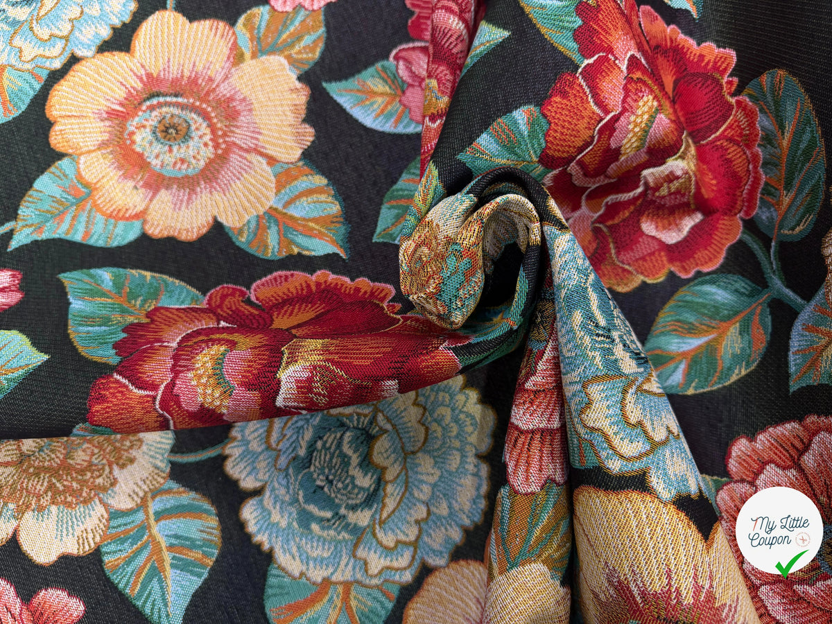 JACQUARD ASHLEY ALLOVER NOIR 160 CM - My Little Coupon