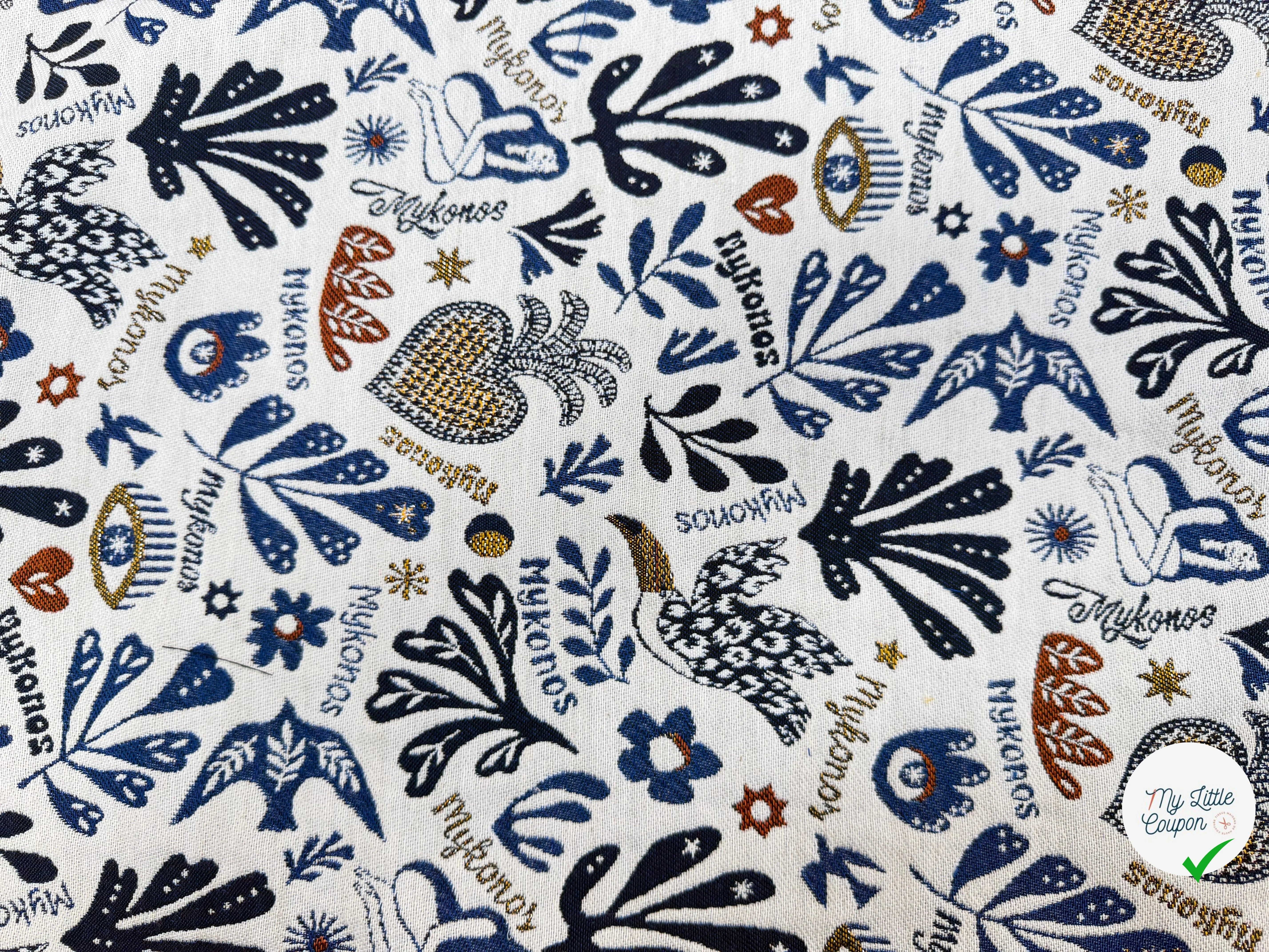 JACQUARD BLEECKER ALLOVER ECRU BLEU 140 CM MADE IN FRANCE 🇫🇷 - My Little Coupon