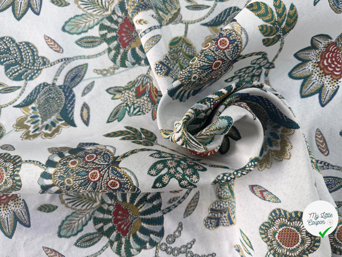 JACQUARD BOSPHORE ALLOVER BLANC ÉMERAUDE 140 CM - My Little Coupon