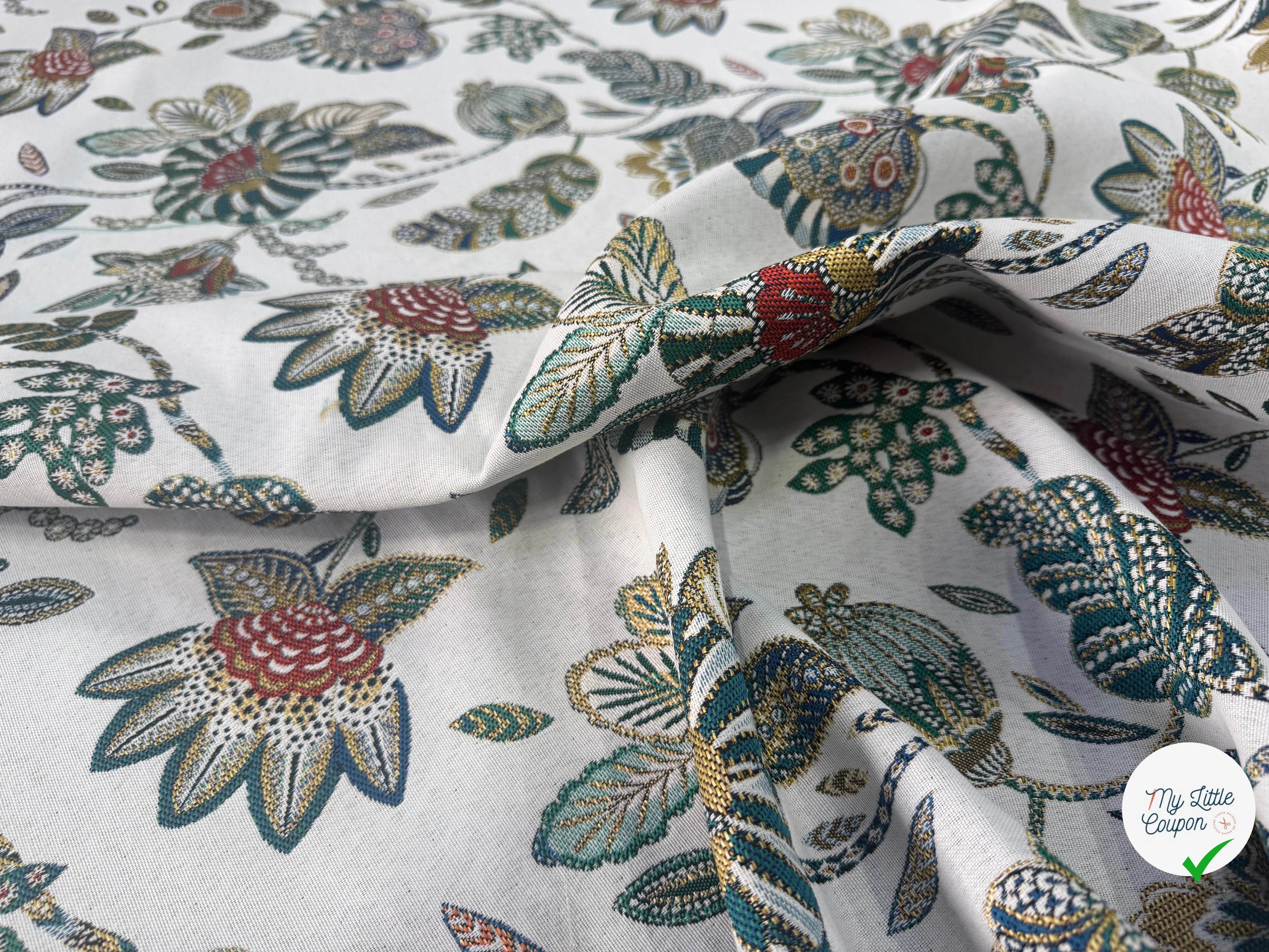 JACQUARD BOSPHORE ALLOVER BLANC ÉMERAUDE 140 CM - My Little Coupon
