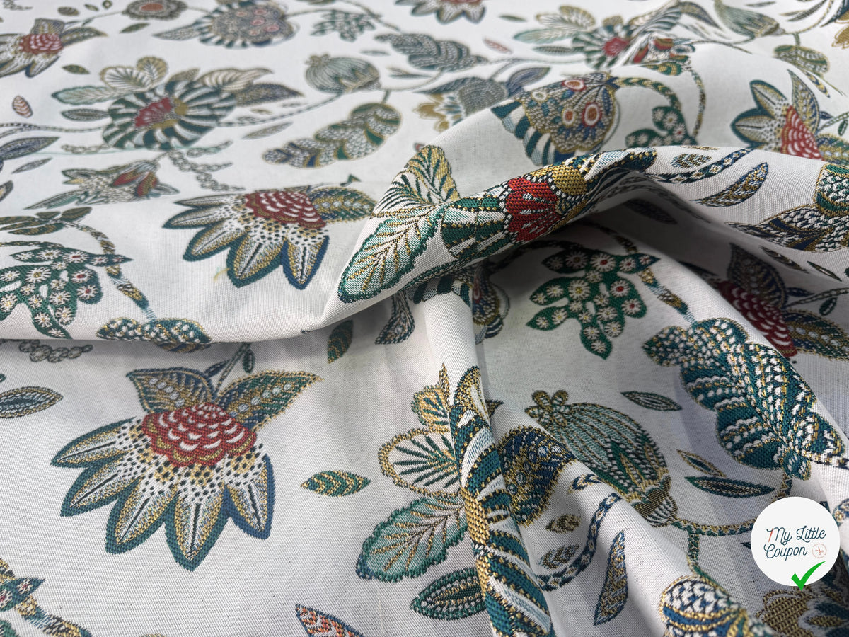 JACQUARD BOSPHORE ALLOVER BLANC ÉMERAUDE 140 CM - My Little Coupon