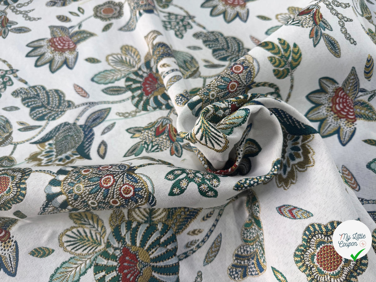 JACQUARD BOSPHORE ALLOVER BLANC ÉMERAUDE 140 CM - My Little Coupon