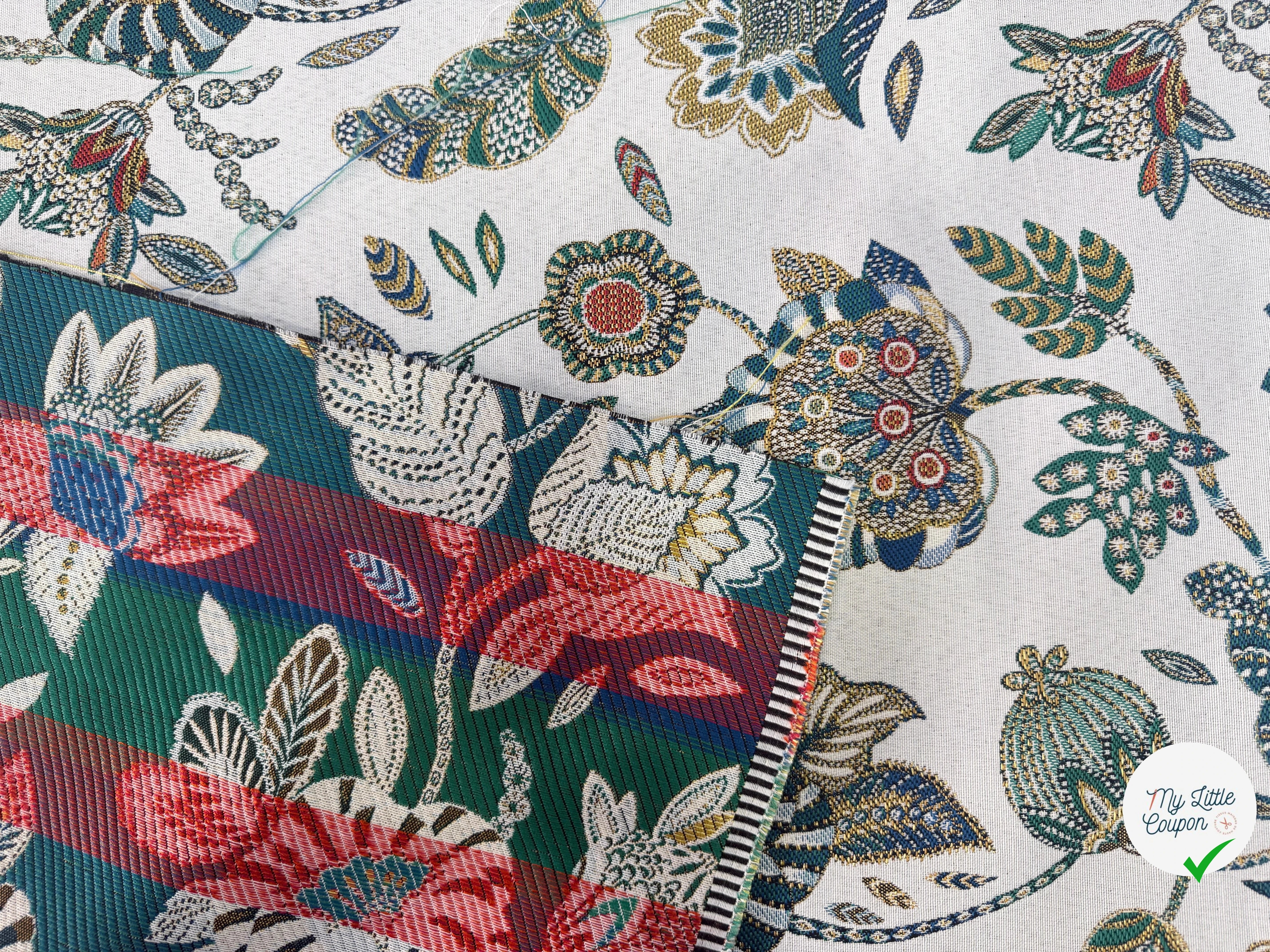 JACQUARD BOSPHORE ALLOVER BLANC ÉMERAUDE 140 CM - My Little Coupon