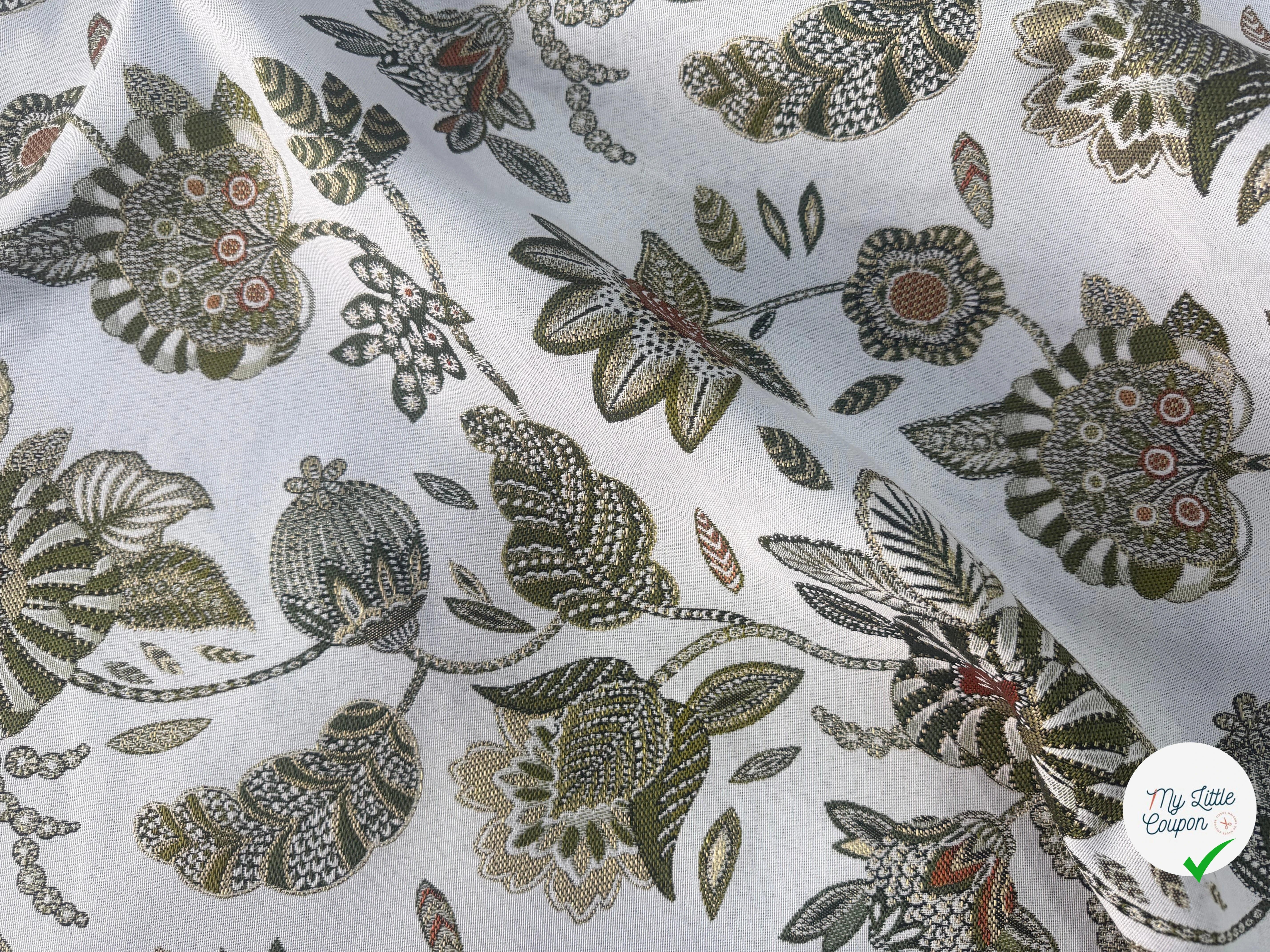 JACQUARD BOSPHORE ALLOVER BLANC KAKI 140 CM - My Little Coupon