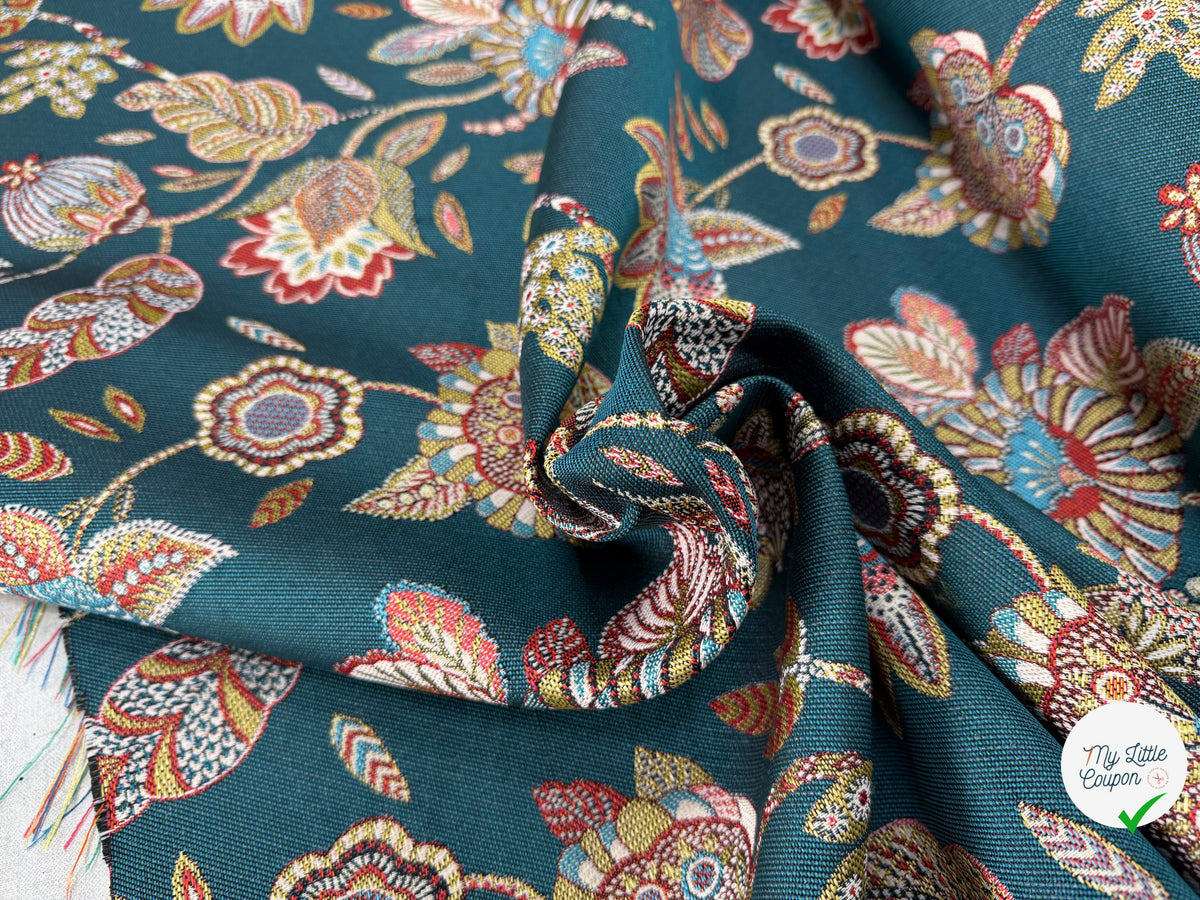 JACQUARD BOSPHORE ALLOVER PÉTROLE 140 CM - My Little Coupon