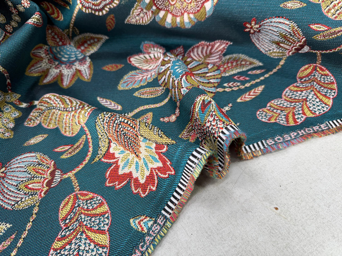 JACQUARD BOSPHORE ALLOVER PÉTROLE 140 CM - My Little Coupon