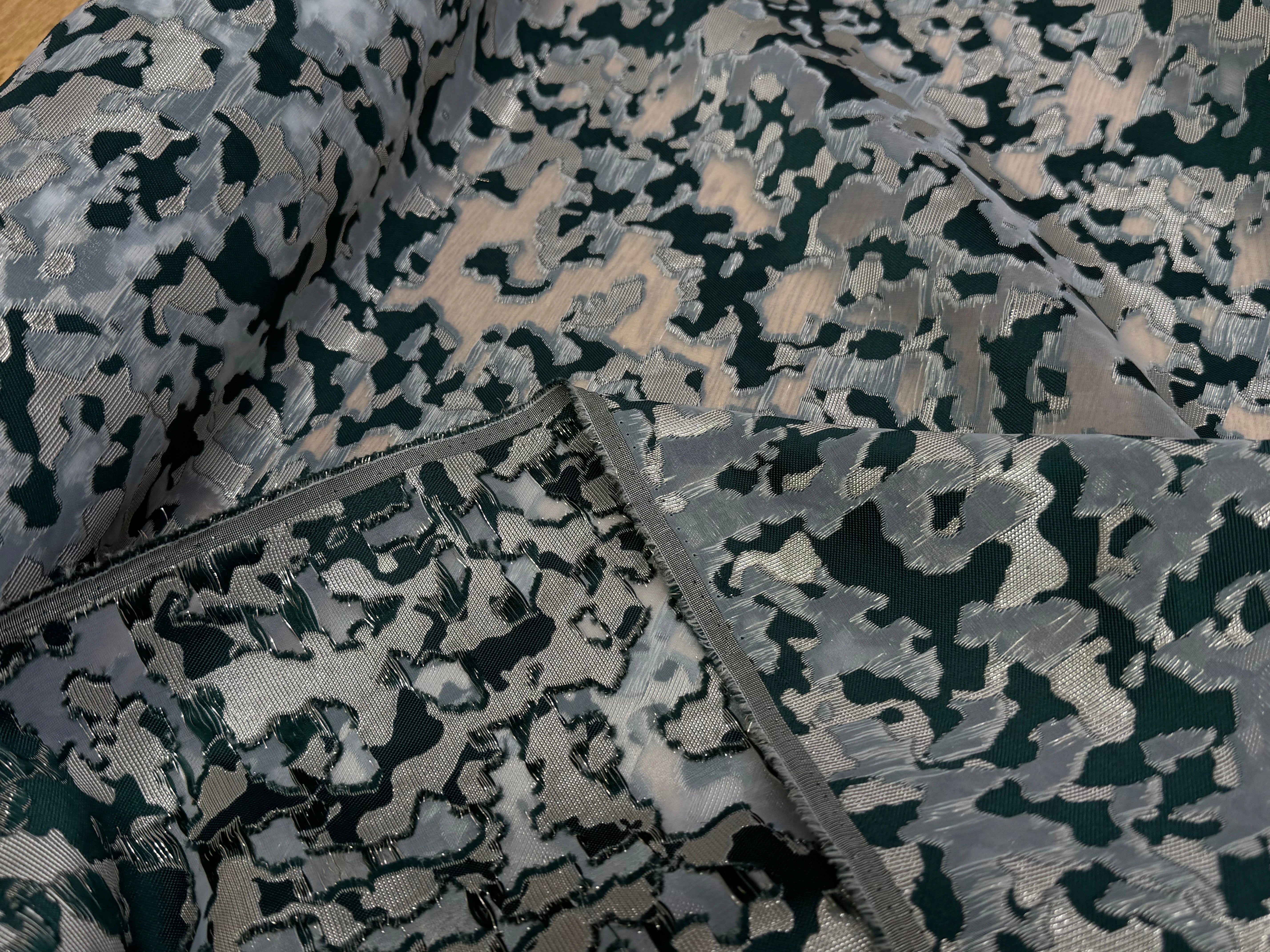 JACQUARD BROCA ARGENTÉ ARMY VERT - My Little Coupon