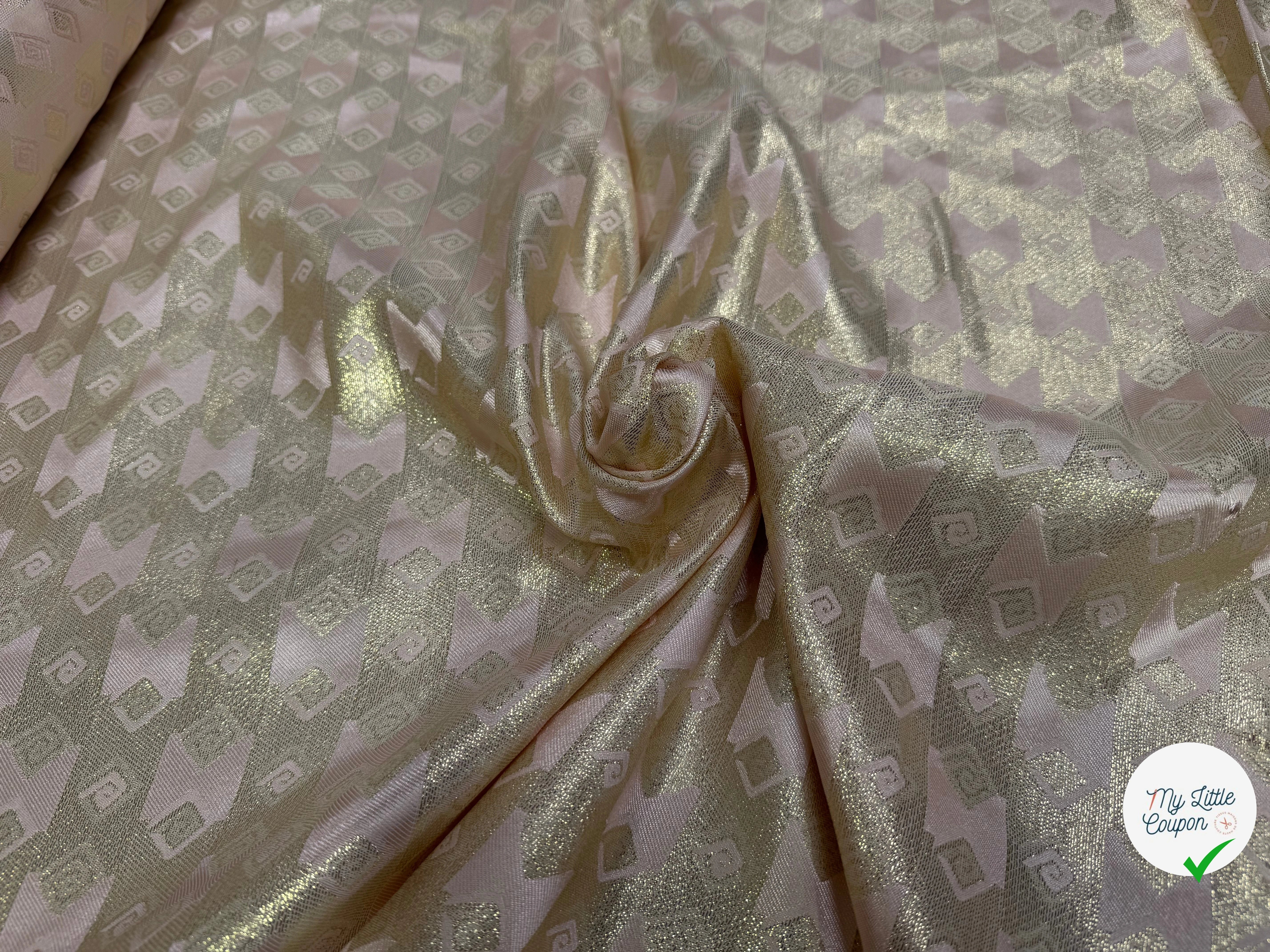 JACQUARD BROCA ARGENTÉ EMPERIAL MOTIFS BEIGE MINÉRAL - My Little Coupon
