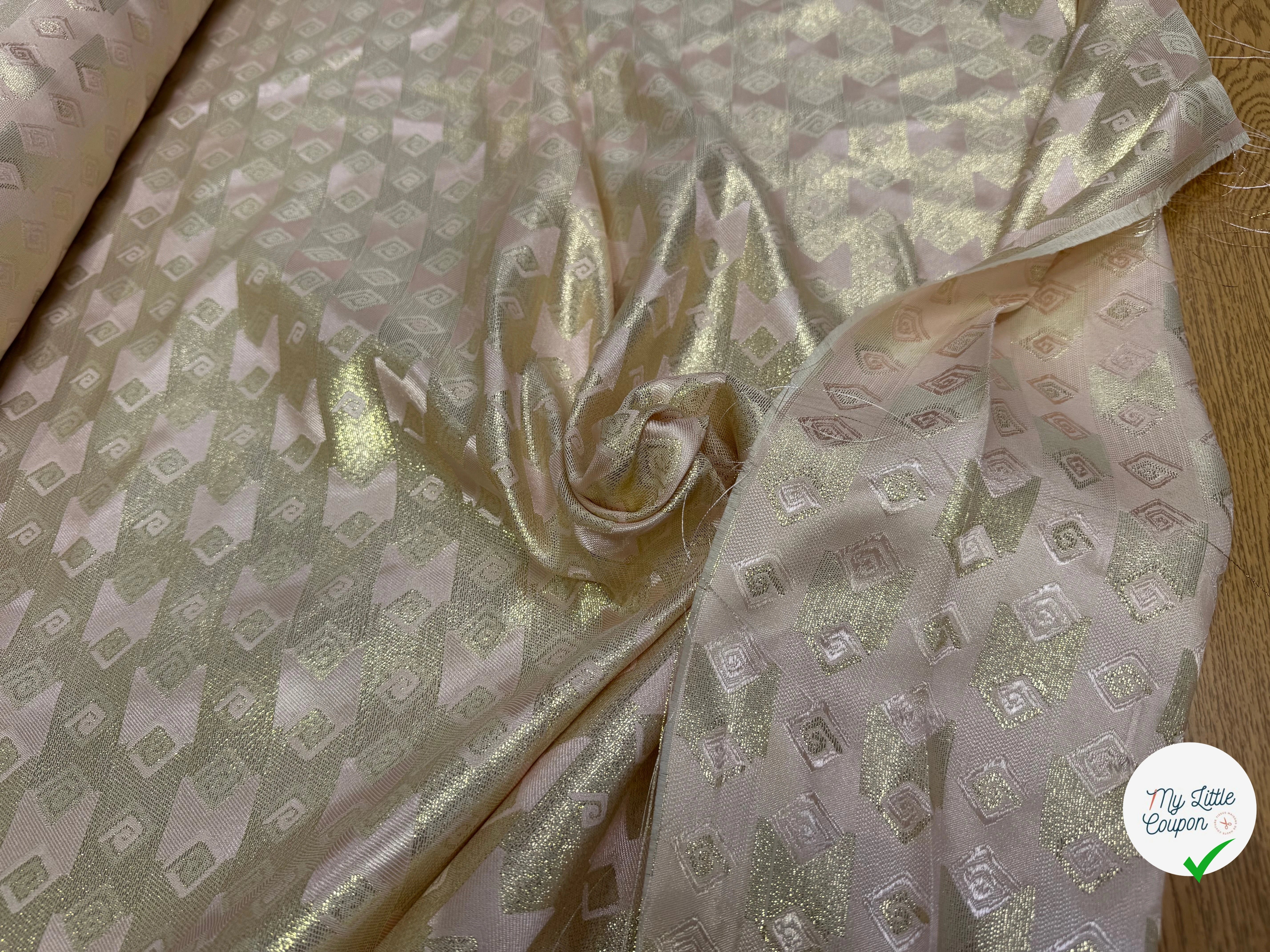 JACQUARD BROCA ARGENTÉ EMPERIAL MOTIFS BEIGE MINÉRAL - My Little Coupon