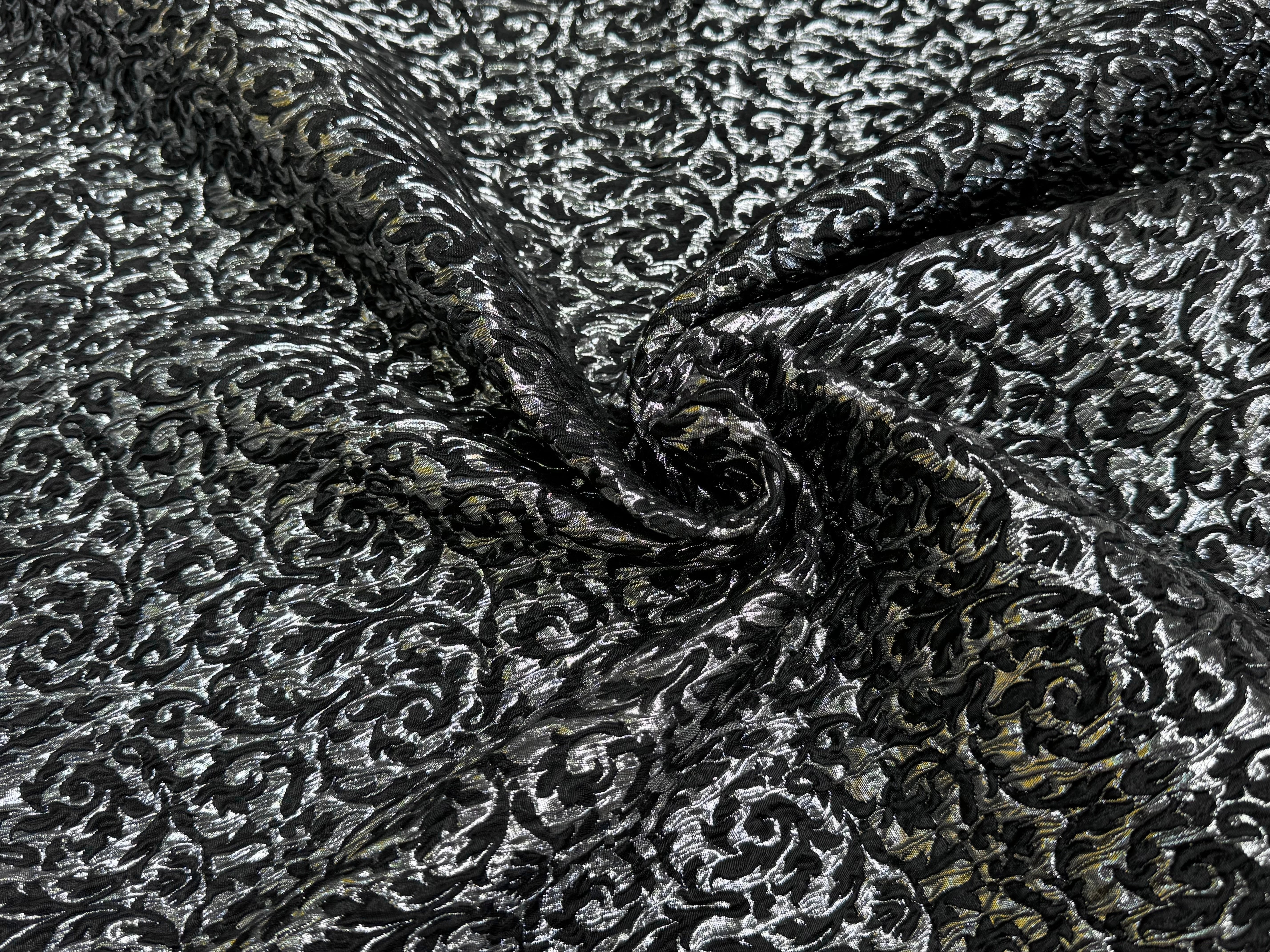 JACQUARD BROCART BLACK & SILVER 44% VISCOSE - My Little Coupon
