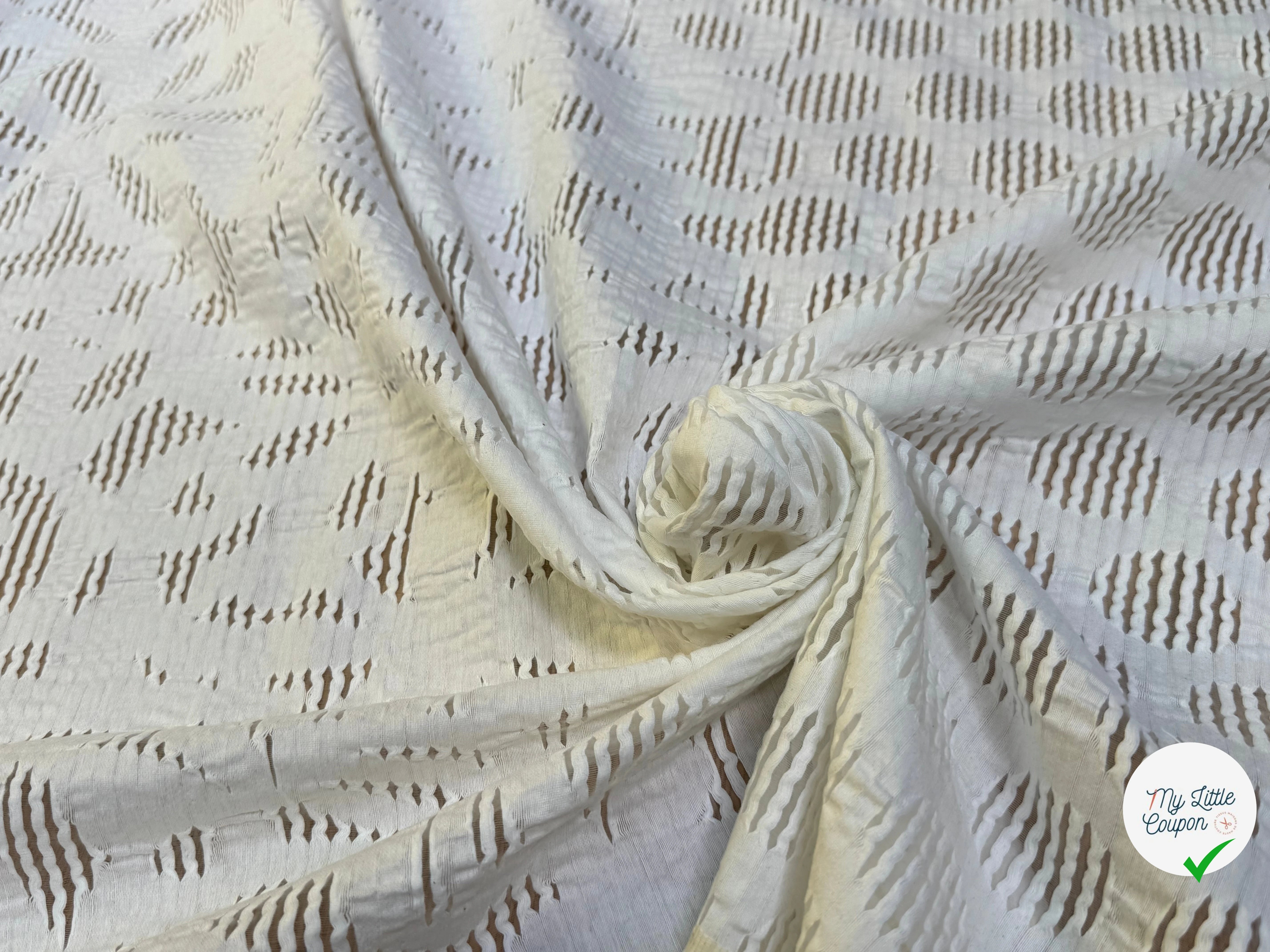 JACQUARD BRODÉ POLYCOTON BLANC - My Little Coupon