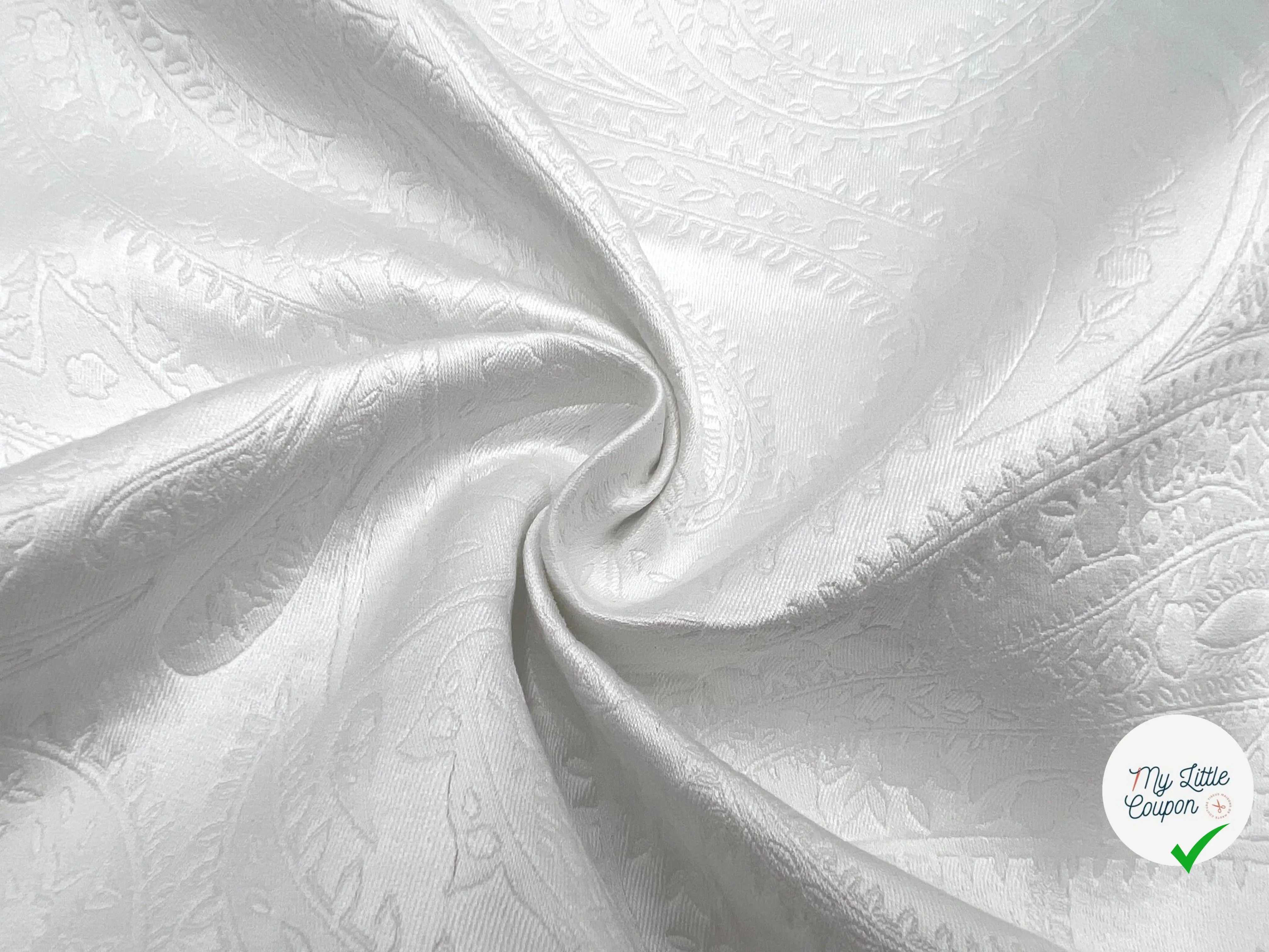 JACQUARD CACHEMIRE BLANC NEIGE - My Little Coupon - tissu - coudre