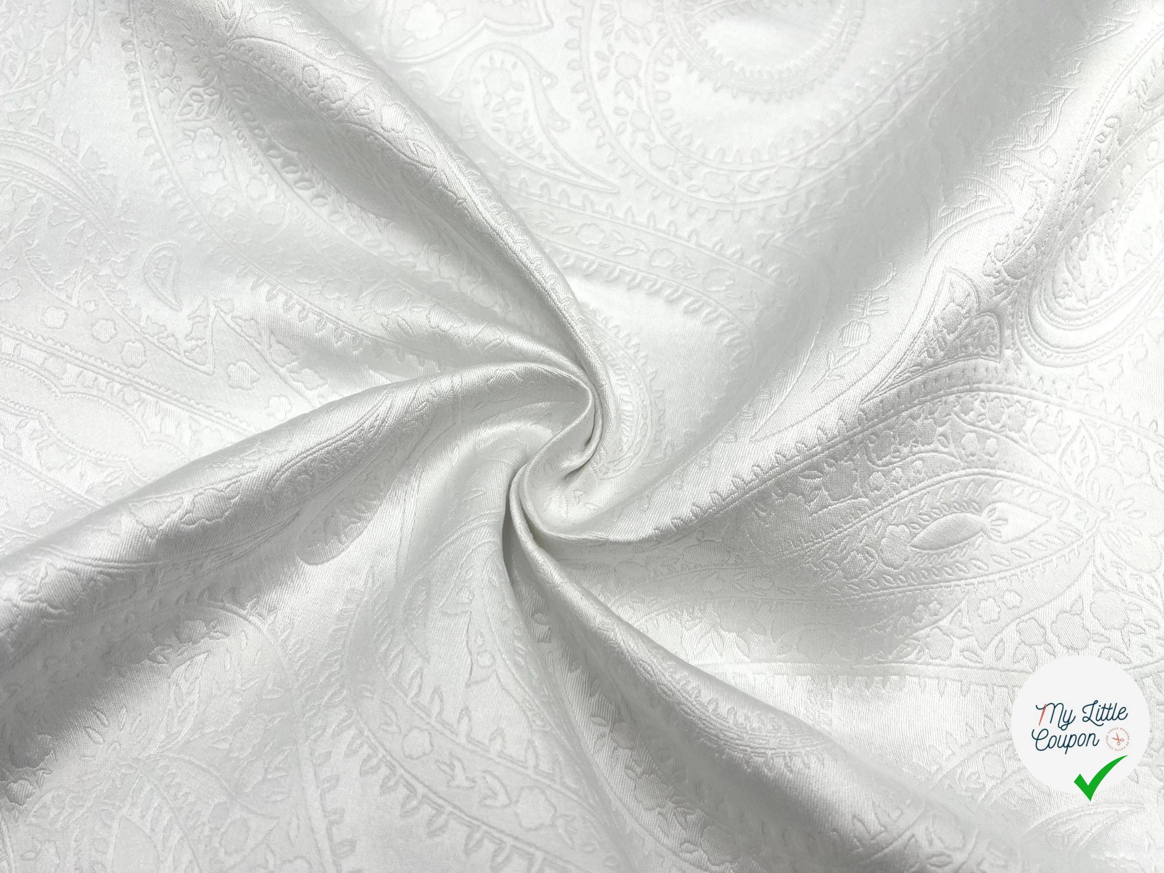 JACQUARD CACHEMIRE BLANC NEIGE - My Little Coupon - tissu - coudre