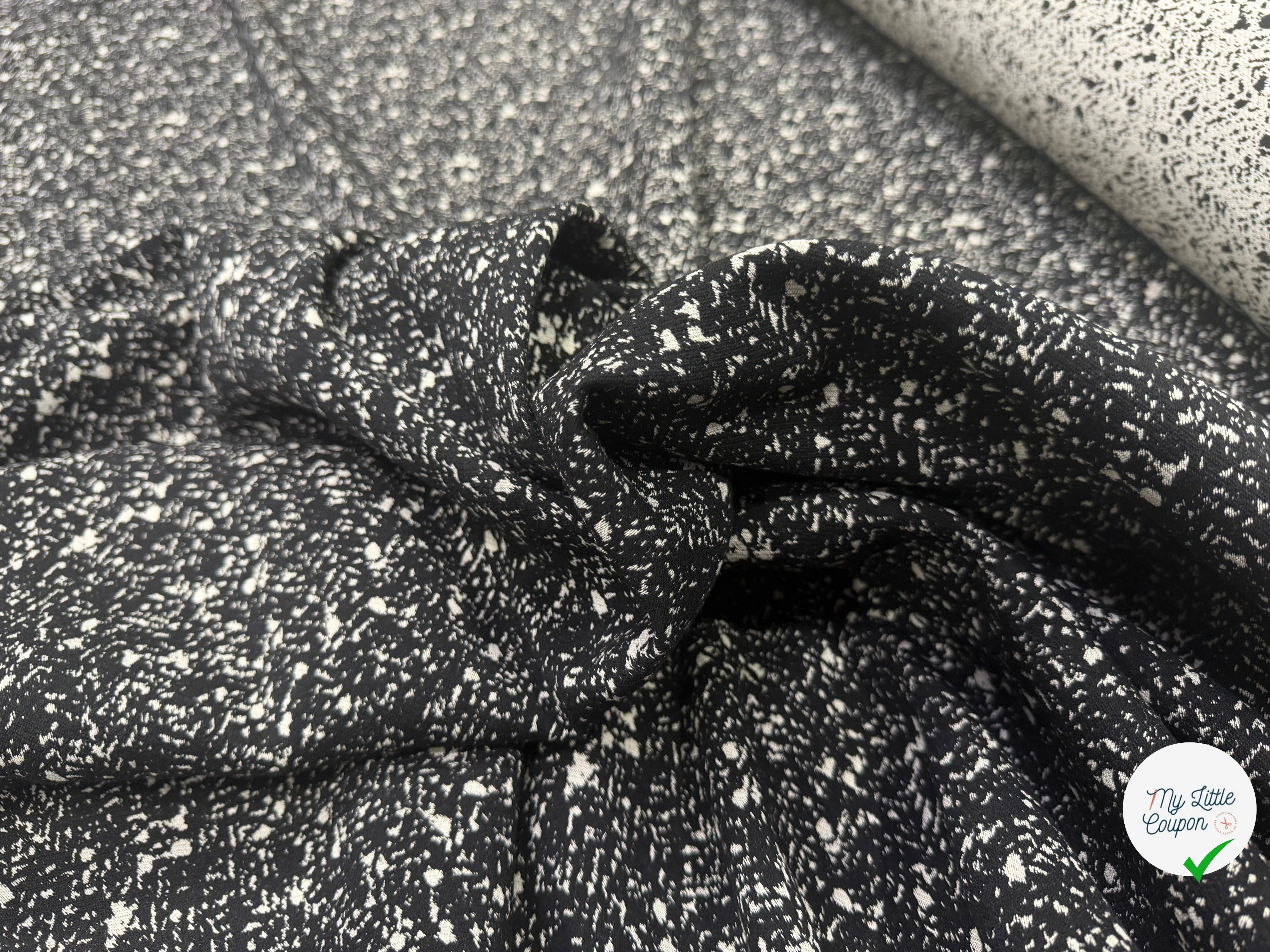 JACQUARD DE LAINE DOUBLE FACE MOUCHETÉ NOIR ET ÉCRU - My Little Coupon