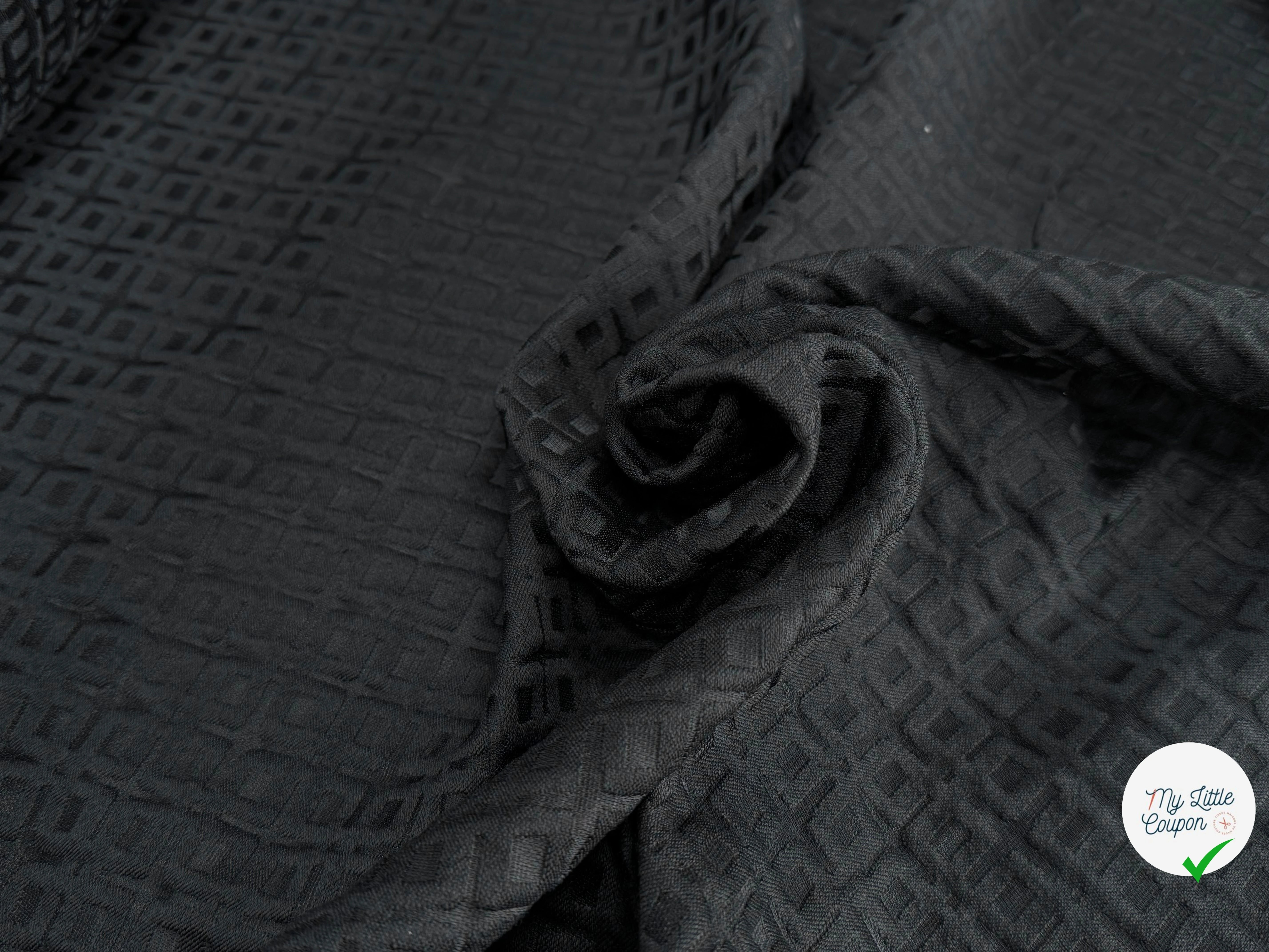 JACQUARD DE LAINE MOTIF GÉOMETRIQUE NOIR - My Little Coupon
