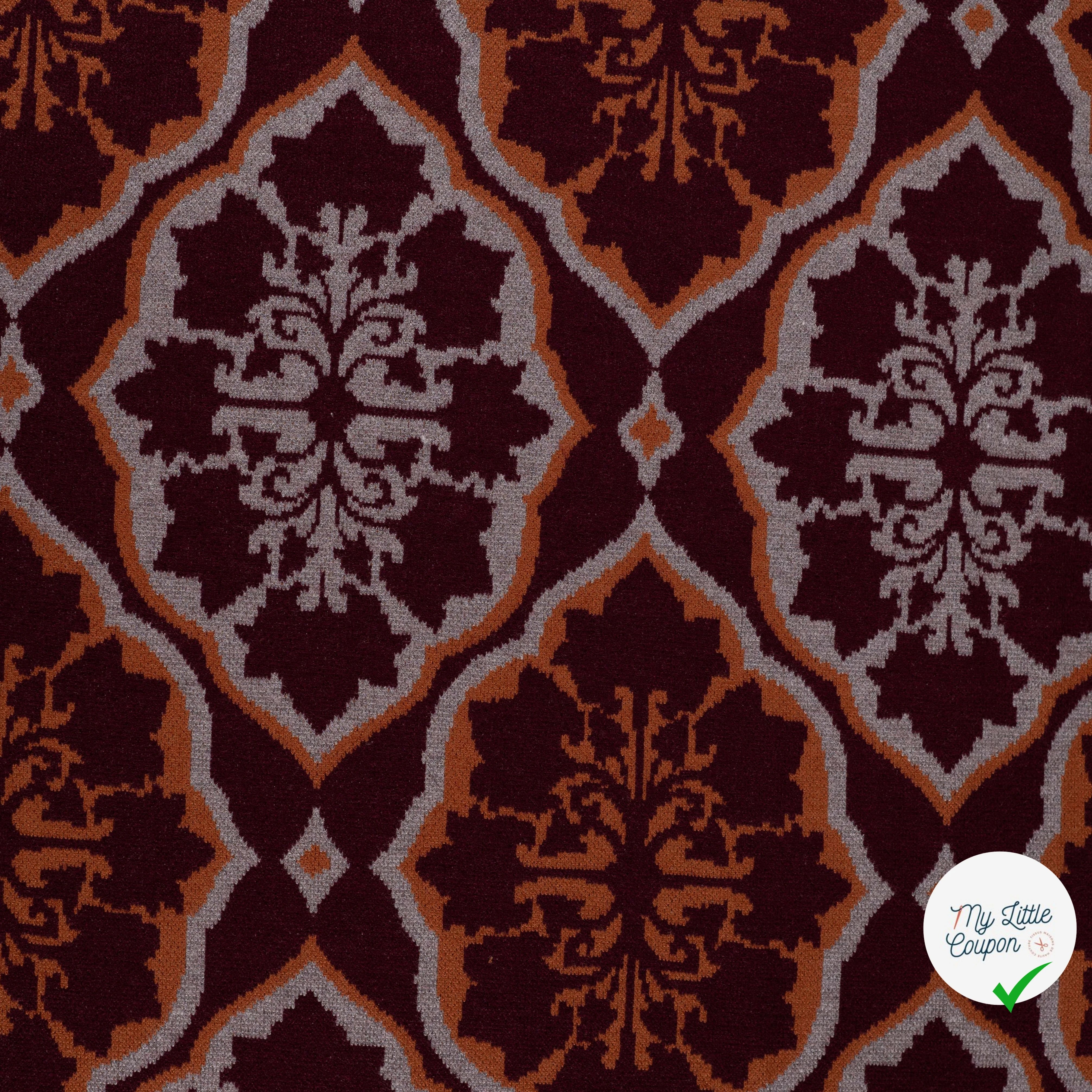 Jacquard ethnique bordeaux - vue à plat