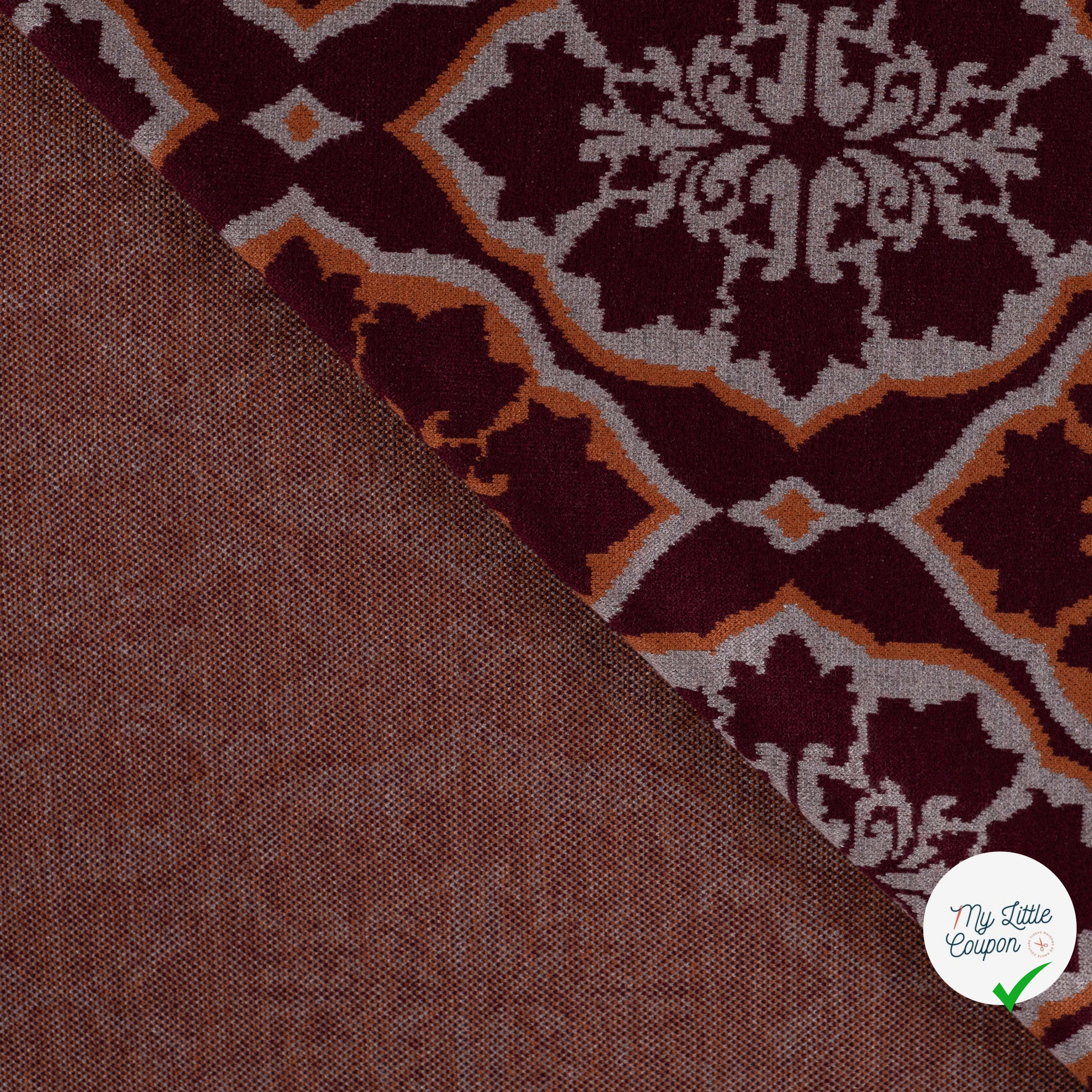 Jacquard ethnique bordeaux - détail du motif tissé