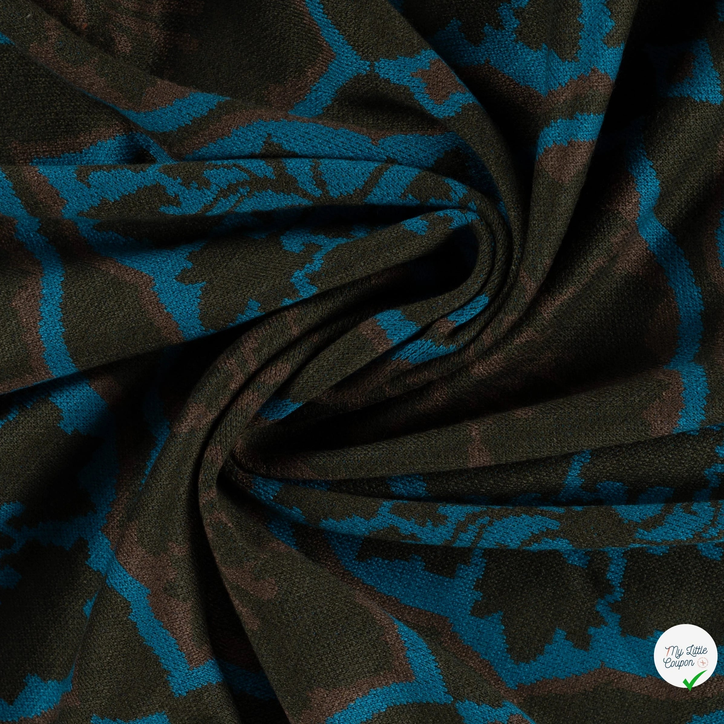 Jacquard ethnique vert armée - drapé