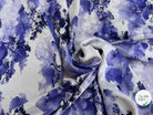 JACQUARD FLUIDE SERGÉ MOTIF ARBRES BLEU FOND ÉCRU - My Little Coupon
