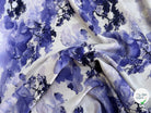 JACQUARD FLUIDE SERGÉ MOTIF ARBRES BLEU FOND ÉCRU - My Little Coupon