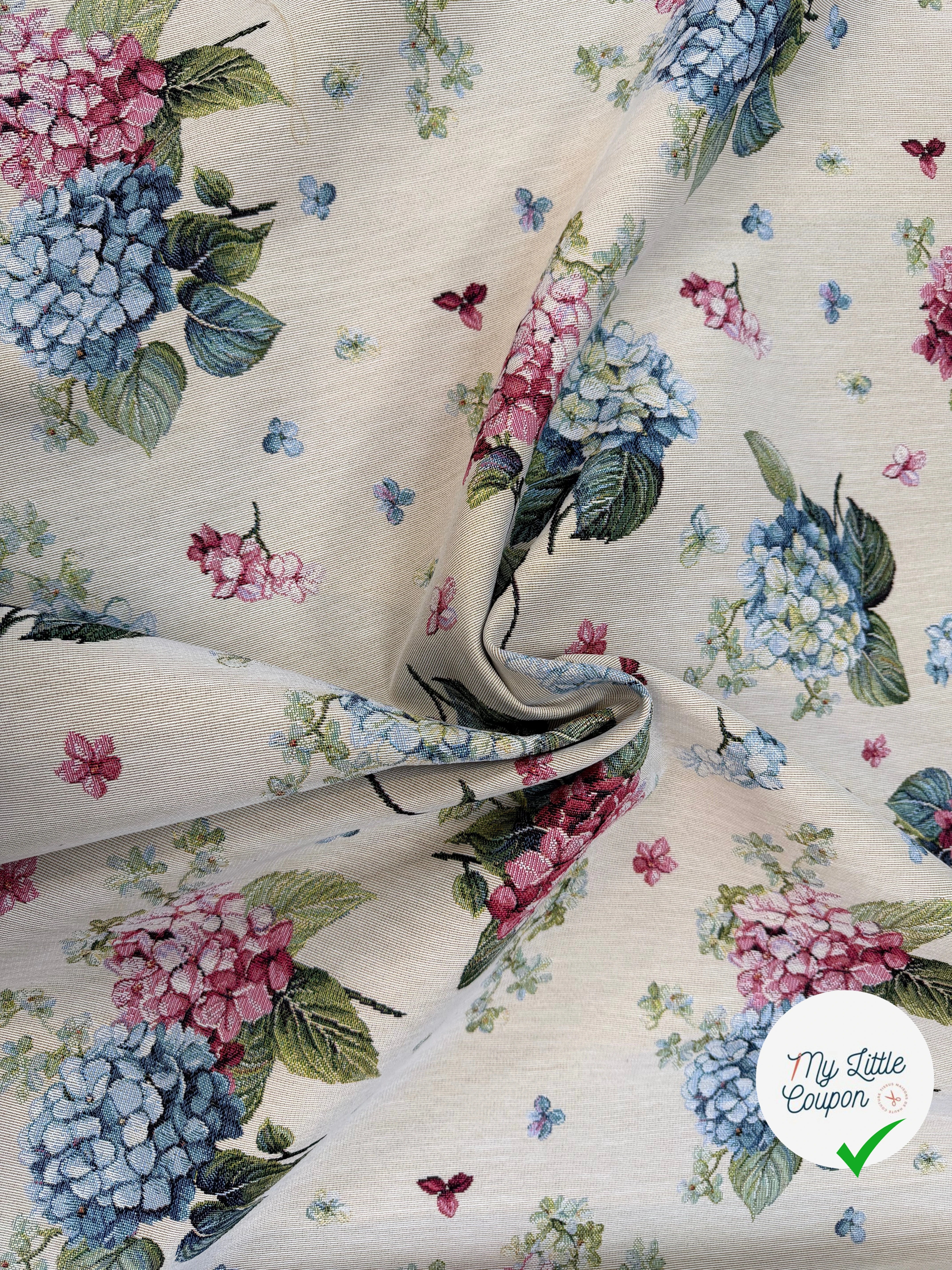 JACQUARD GOBELIN PREMIUM (251030-1763) JARDIN D’HORTENSIAS MULTICOLORE - My Little Coupon