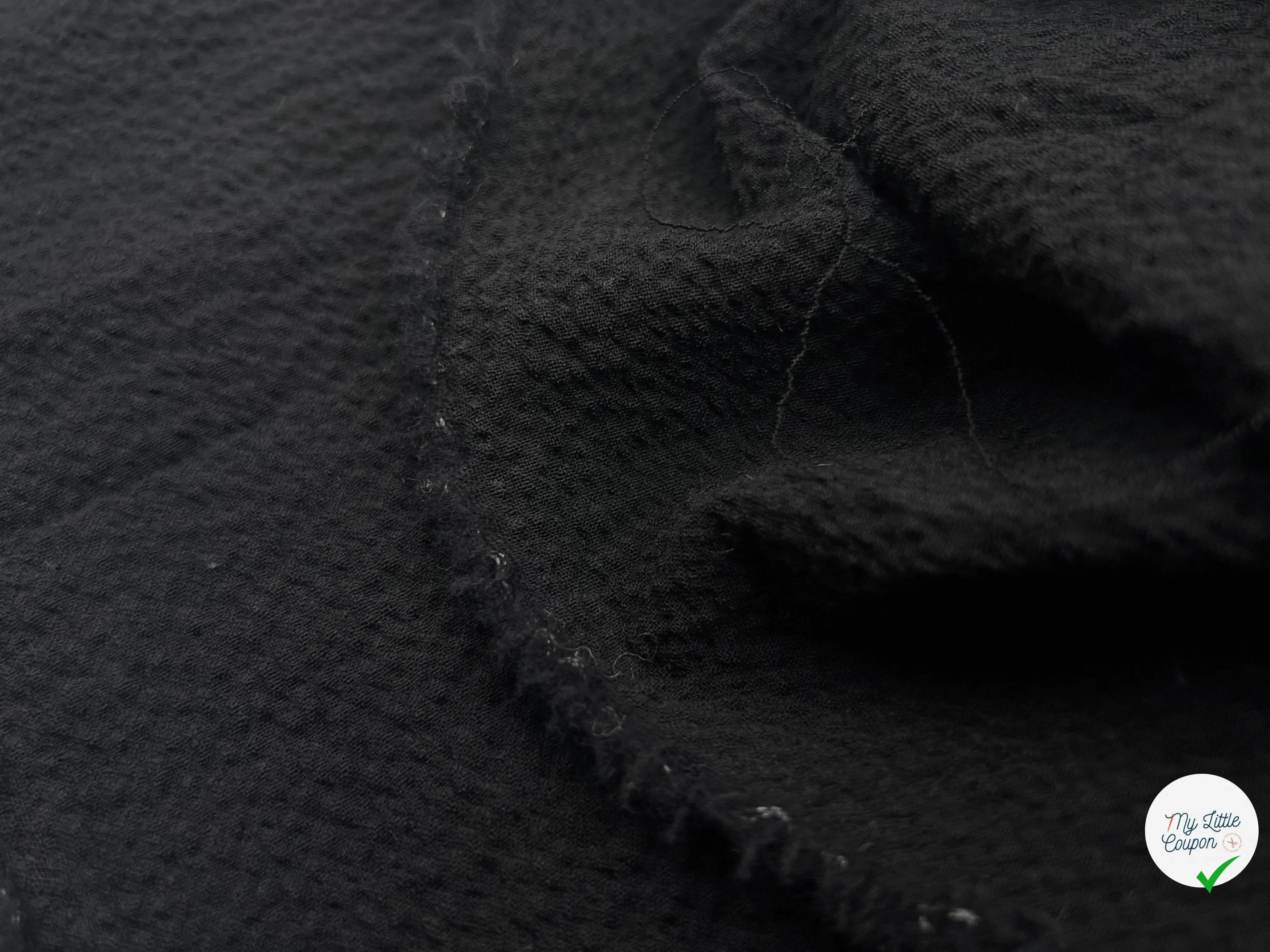 JACQUARD GRÊLÉ NOIR STRETCH - My Little Coupon - tissu - coudre