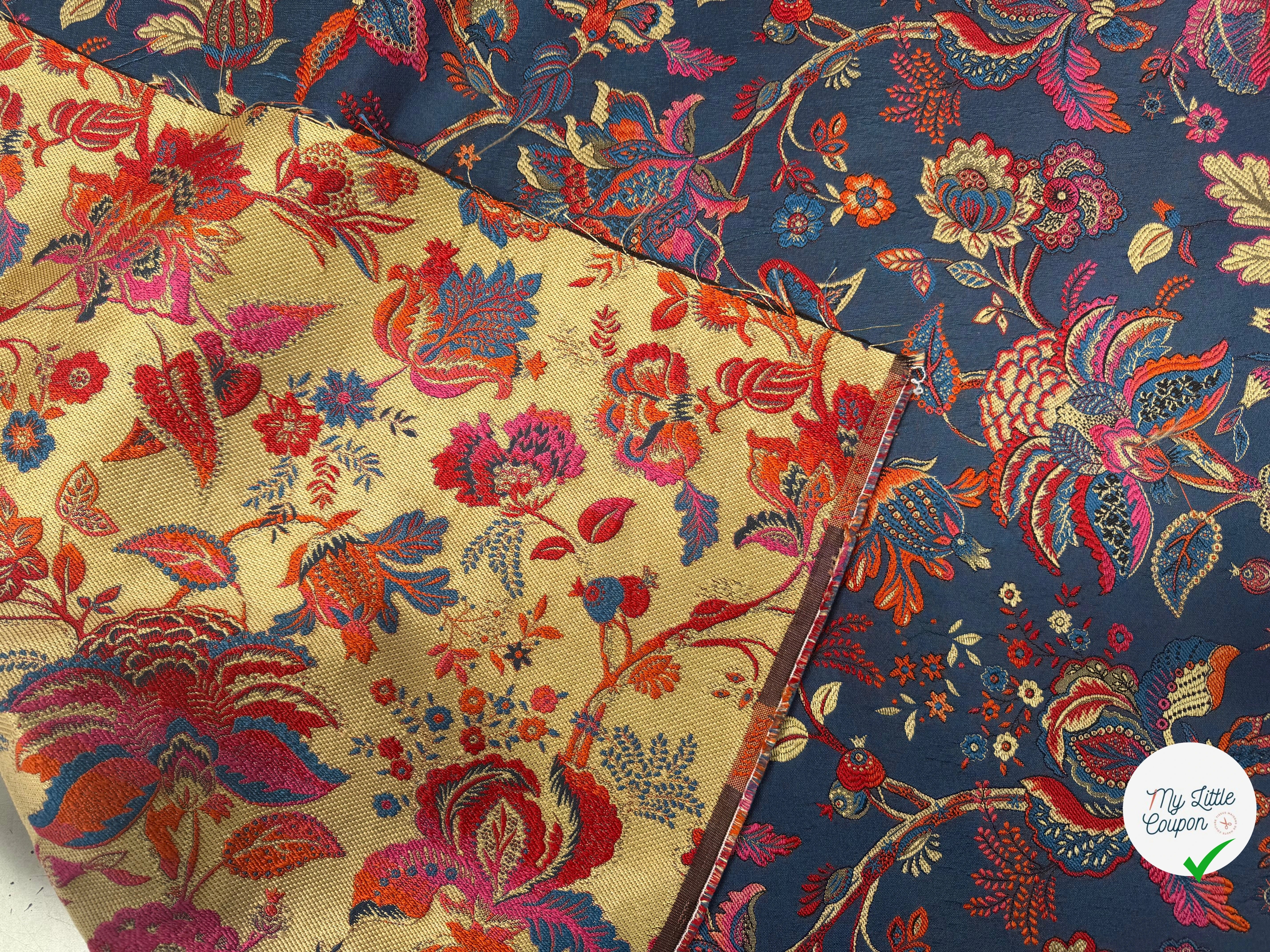 JACQUARD INAYA ALLOVER BLEU TISSE TEINT 140 CM MADE IN FRANCE - My Little Coupon