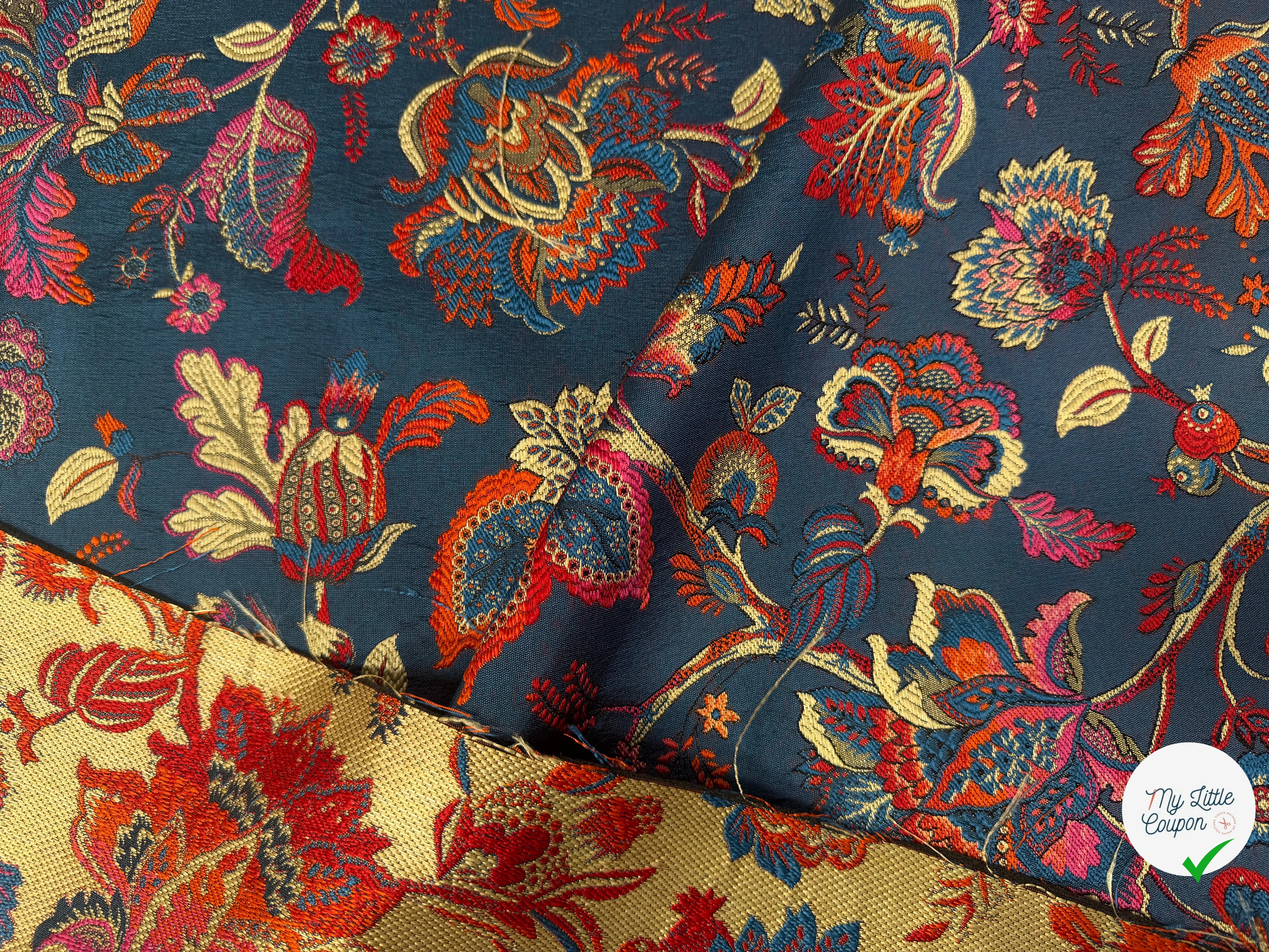 JACQUARD INAYA ALLOVER BLEU TISSE TEINT 140 CM MADE IN FRANCE - My Little Coupon