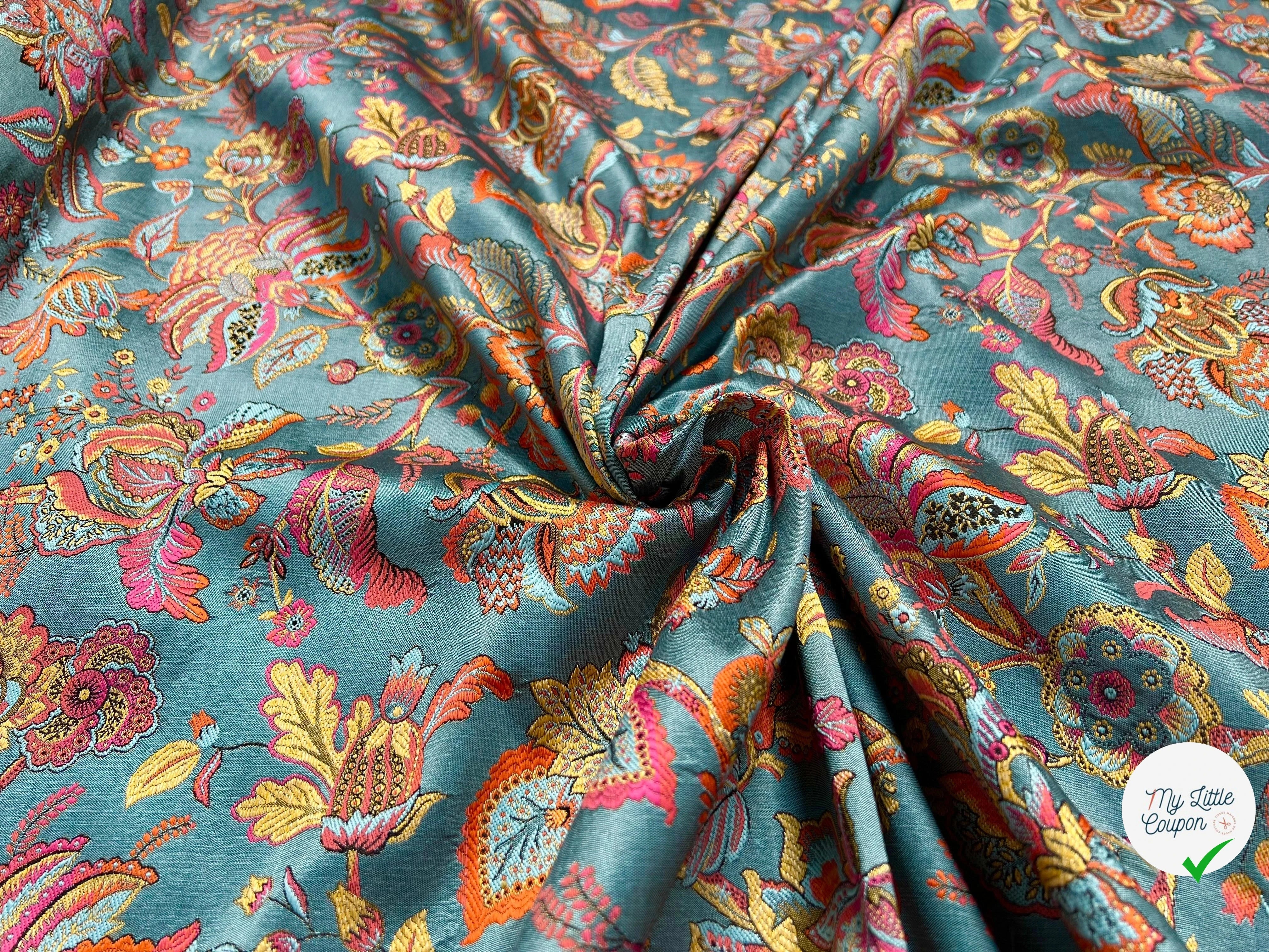 JACQUARD INAYA ALLOVER CIEL TISSE TEINT 140 CM MADE IN FRANCE - My Little Coupon