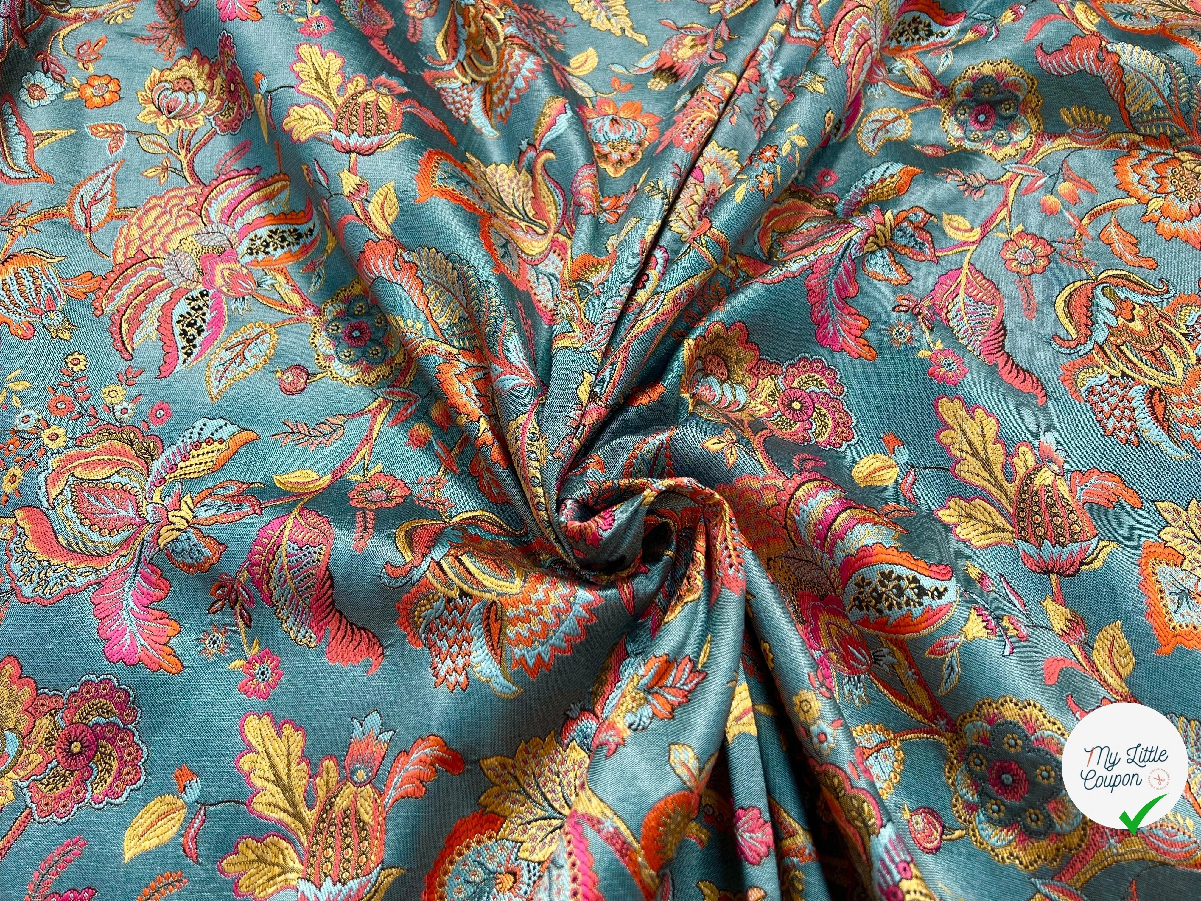 JACQUARD INAYA ALLOVER CIEL TISSE TEINT 140 CM MADE IN FRANCE - My Little Coupon