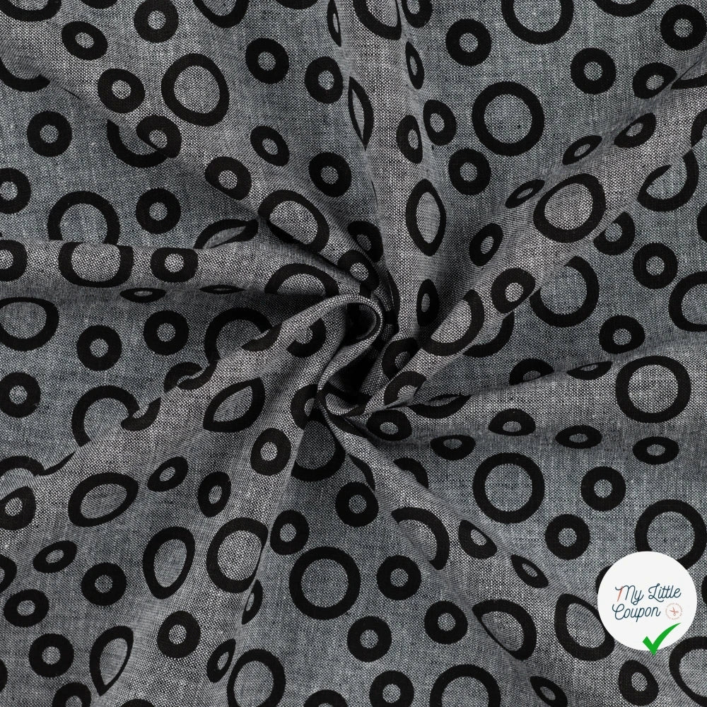 JACQUARD LIN COTON CERCLES NOIR — 55% LIN 45% COTON - My Little Coupon
