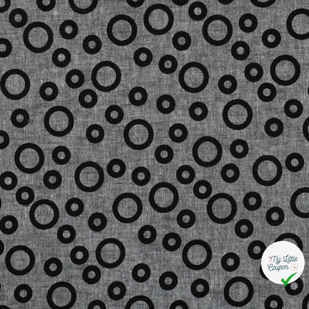 JACQUARD LIN COTON CERCLES NOIR — 55% LIN 45% COTON - My Little Coupon