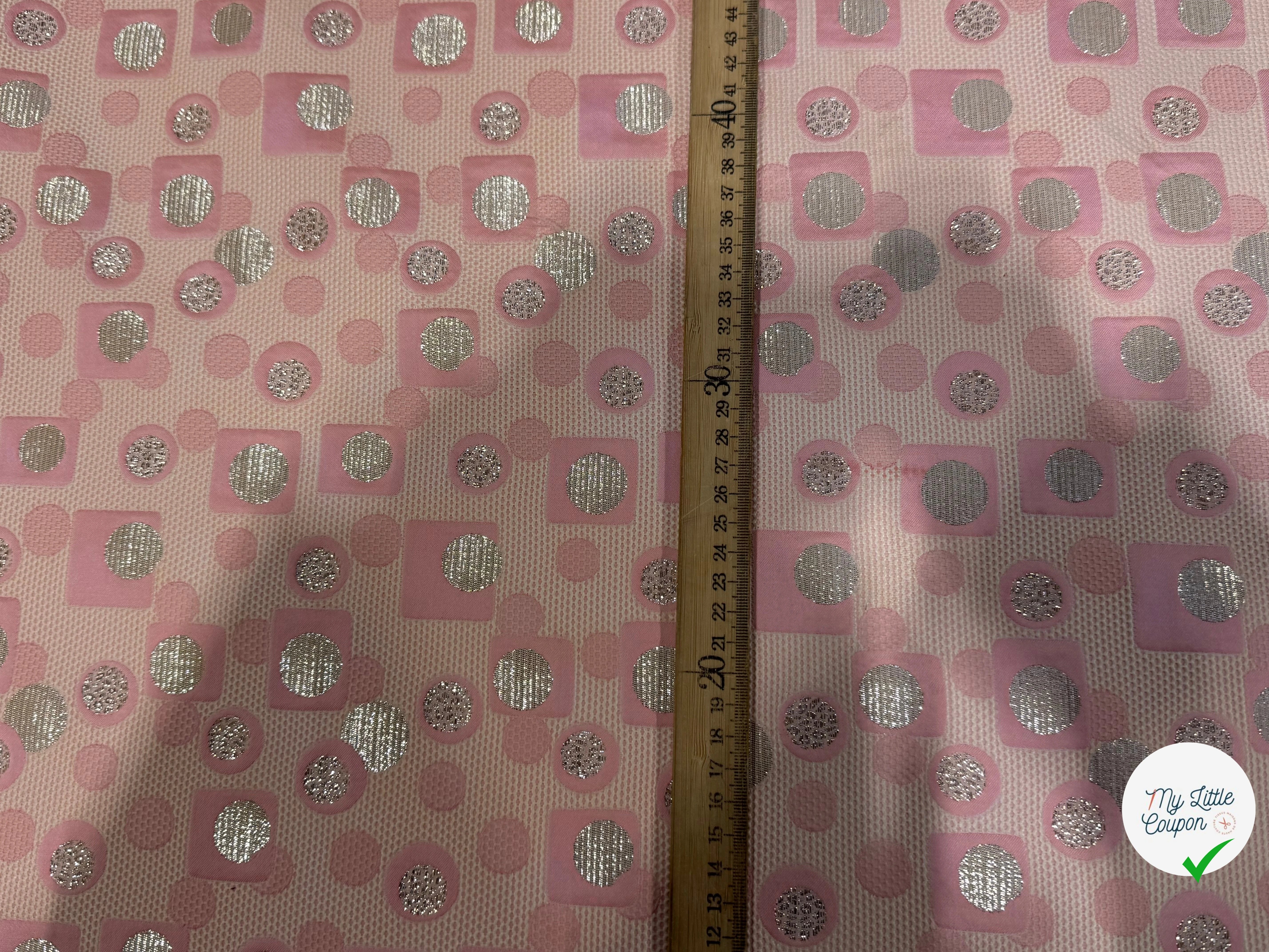 JACQUARD MÉTALLISÉ MOTIFS CIRCULAIRES ET GÉOMÉTRIQUES OR ROSE - My Little Coupon